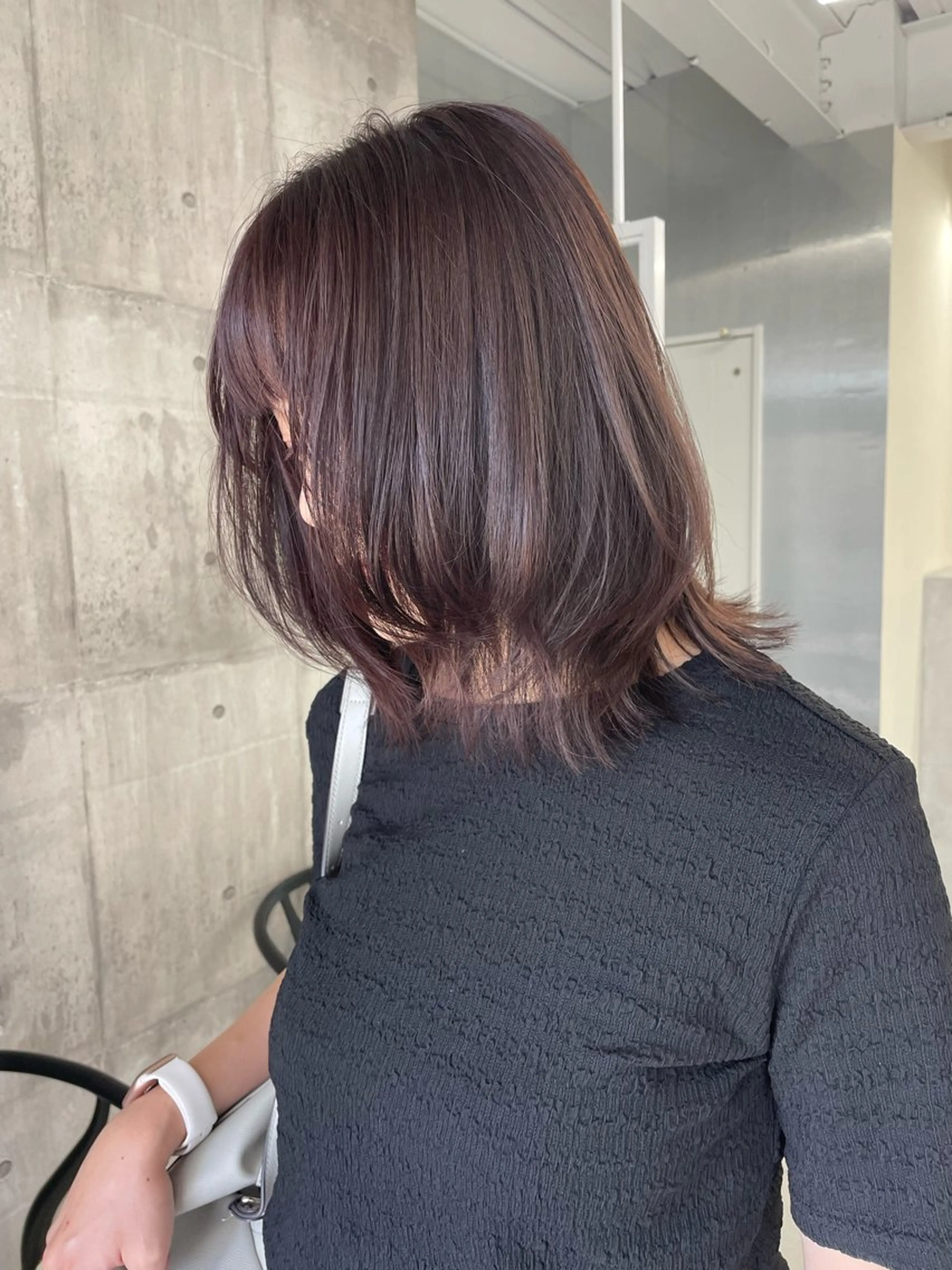 ミディアム カラー ブラウンカラー ピンクカラー ピンクブラウン カット ヘアカラー 錦 茉李のヘアスタイル