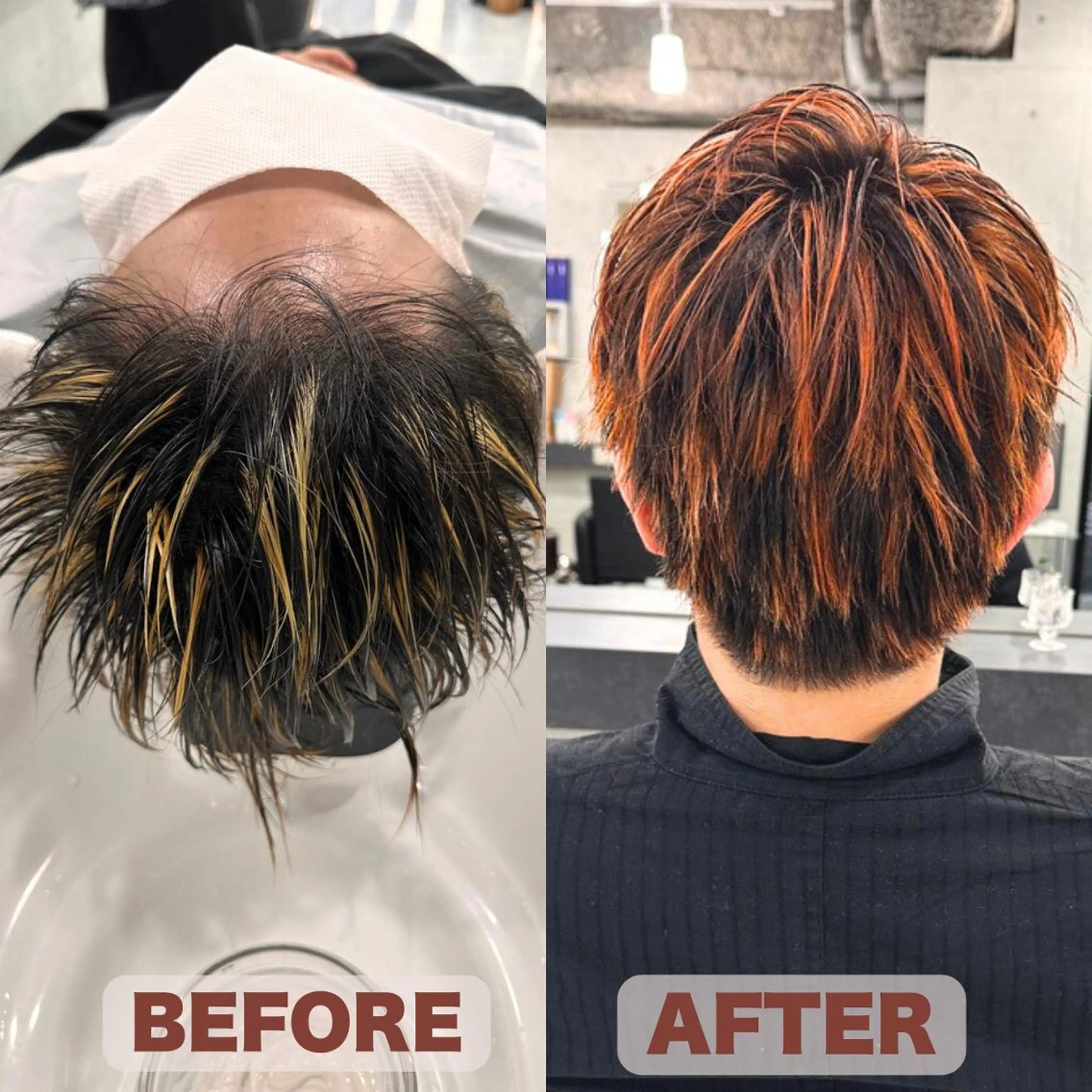 カラー ダブルカラー ハイライトカラー メッシュ オレンジ カット ヘアカラー トリートメント Endearing 銀座/レイヤーカットのヘアスタイル