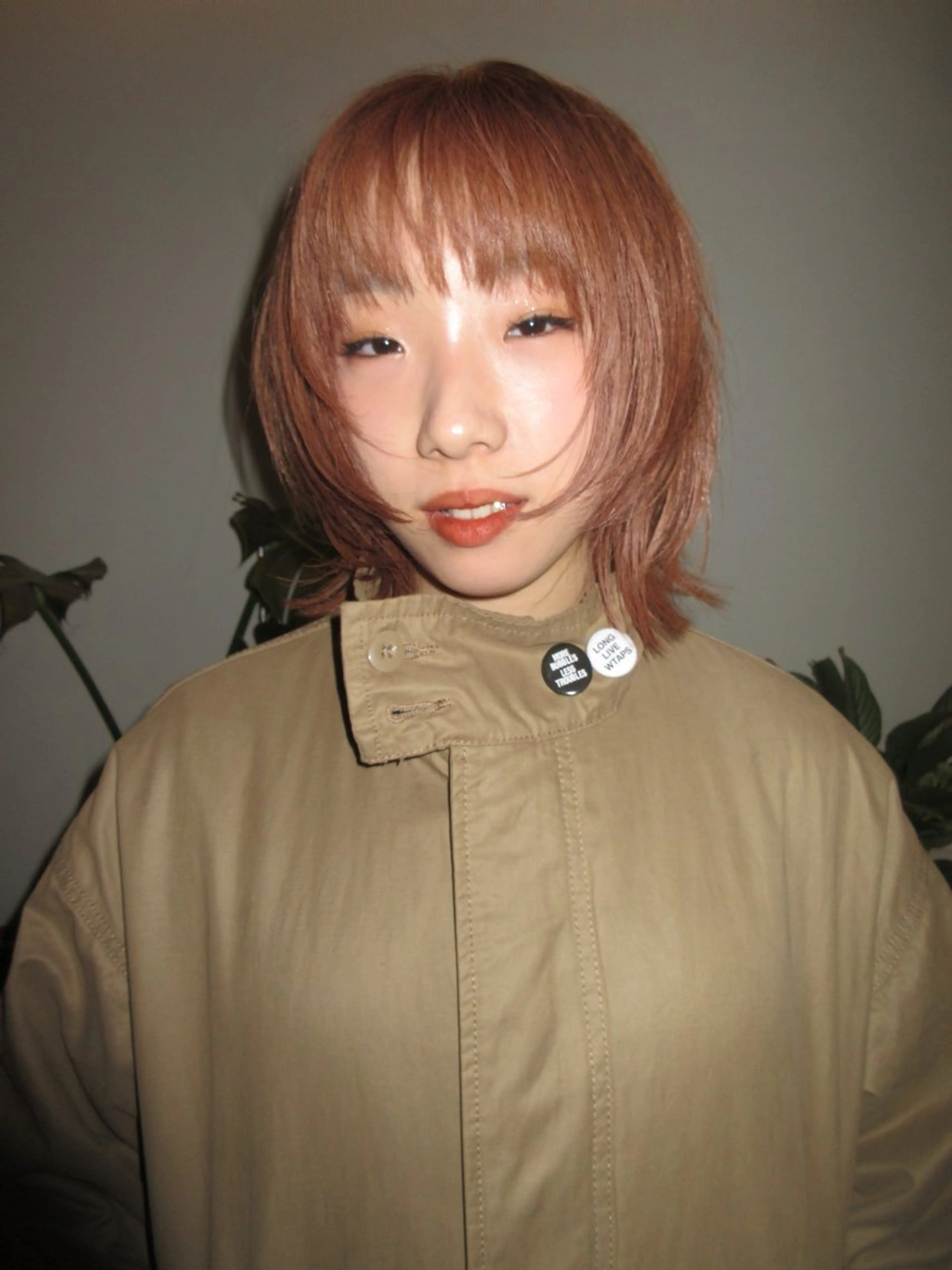 ミディアム オレンジブラウン レイヤーカット カット ヘアカラー レイヤーカット/ウル フ　chinatsuのヘアスタイル