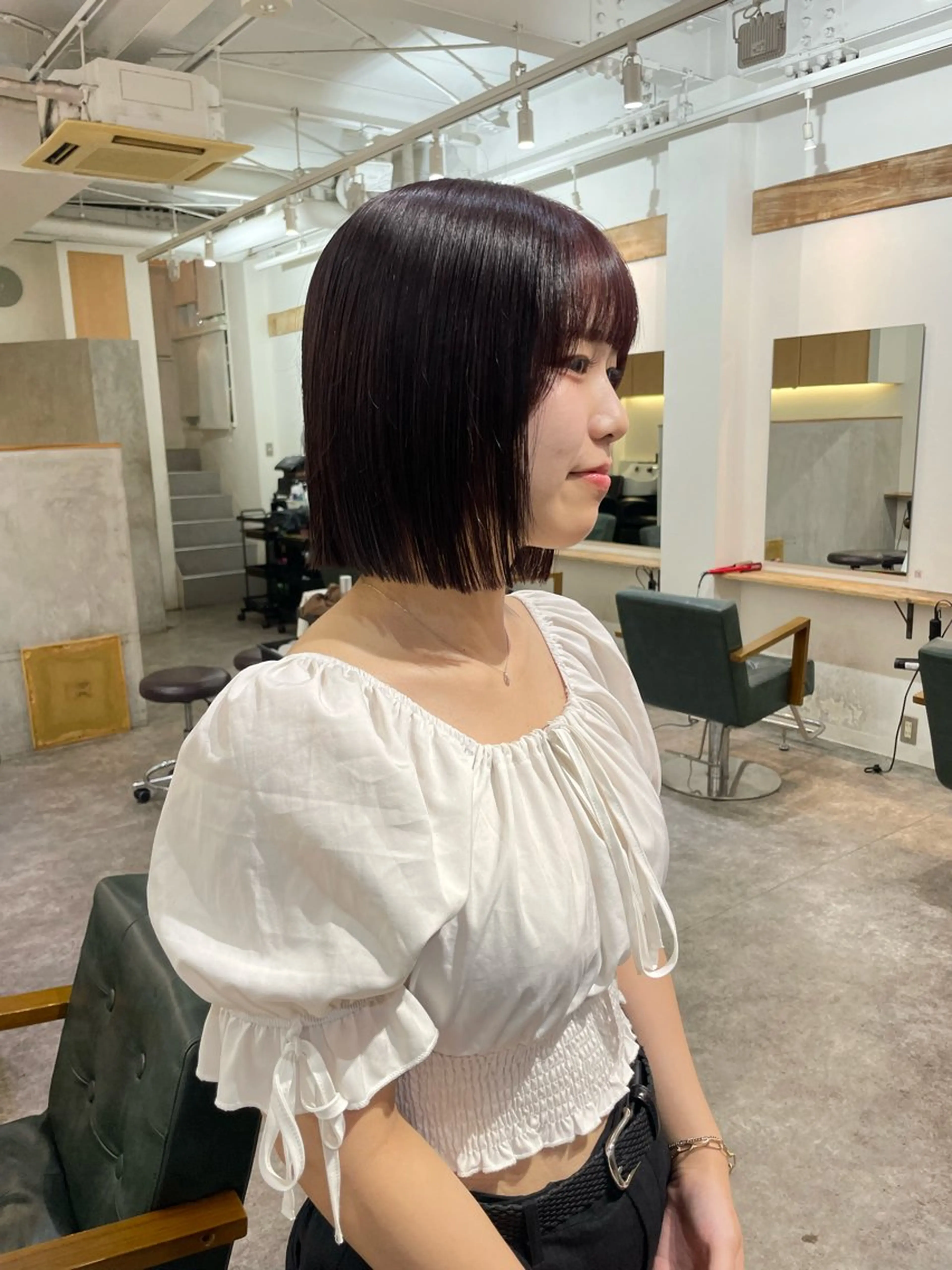 ミディアム カラー レッドカラー ボブ ヘアカラー 水野谷愛/ハイトーン カラー/カラーモデルのヘアスタイル