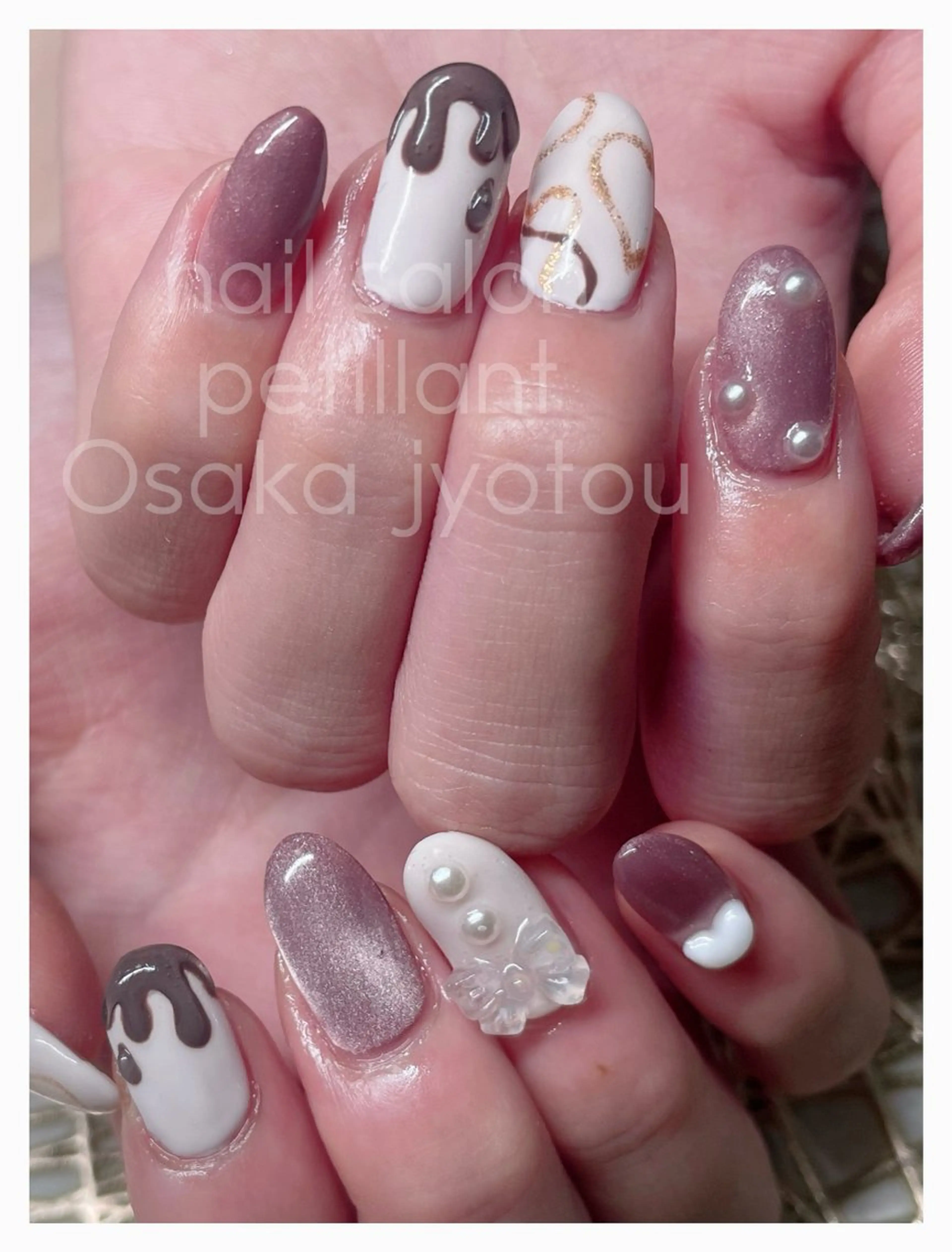 ネイル リボン バレンタイン petillant所属・nail salon petillantのネイルデザイン