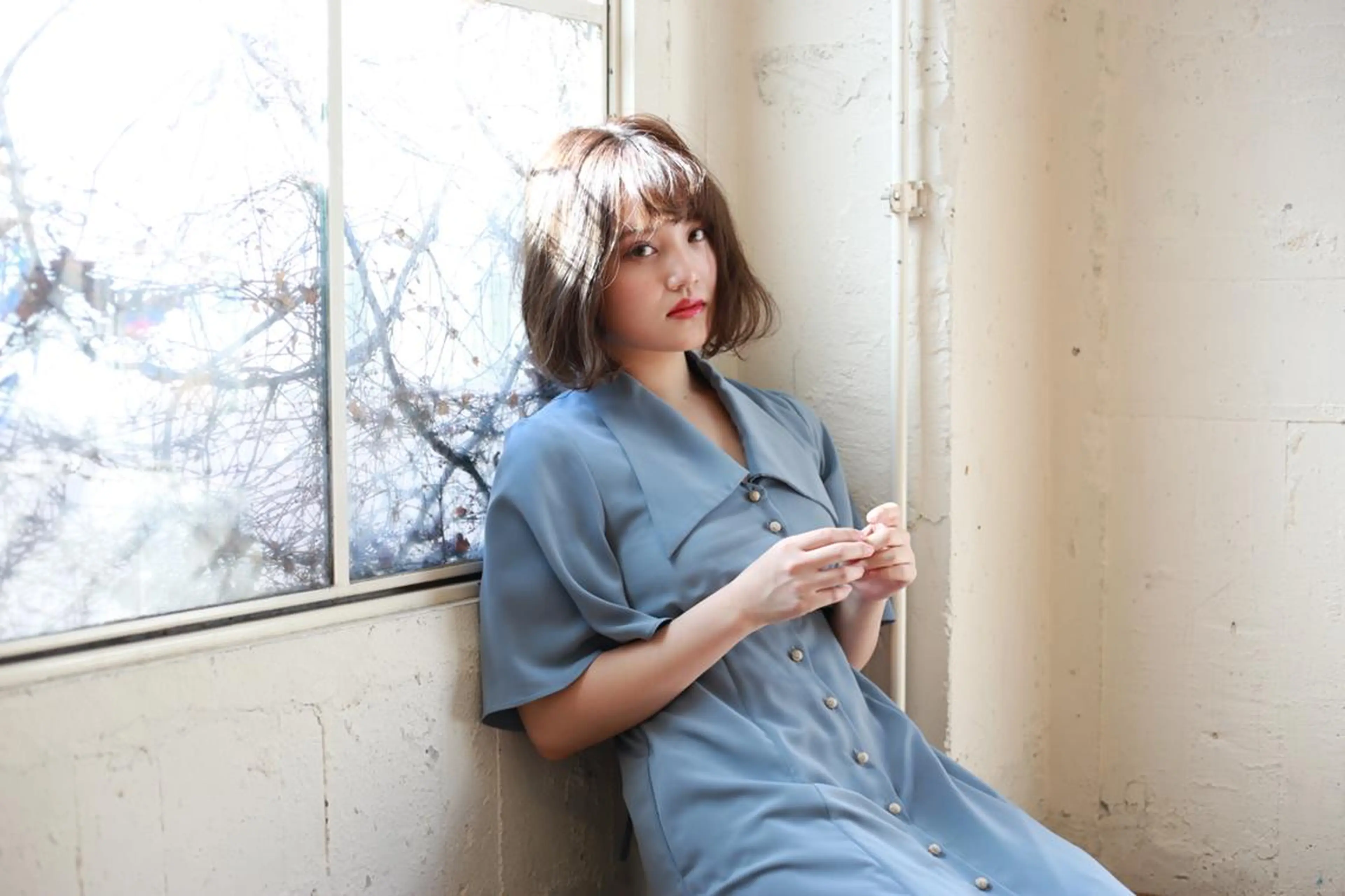 ミディアム カラー パーマ ハイライトカラー ボブ ハイライト ショート・ボブ💫 シブヤトモヒロのヘアスタイル