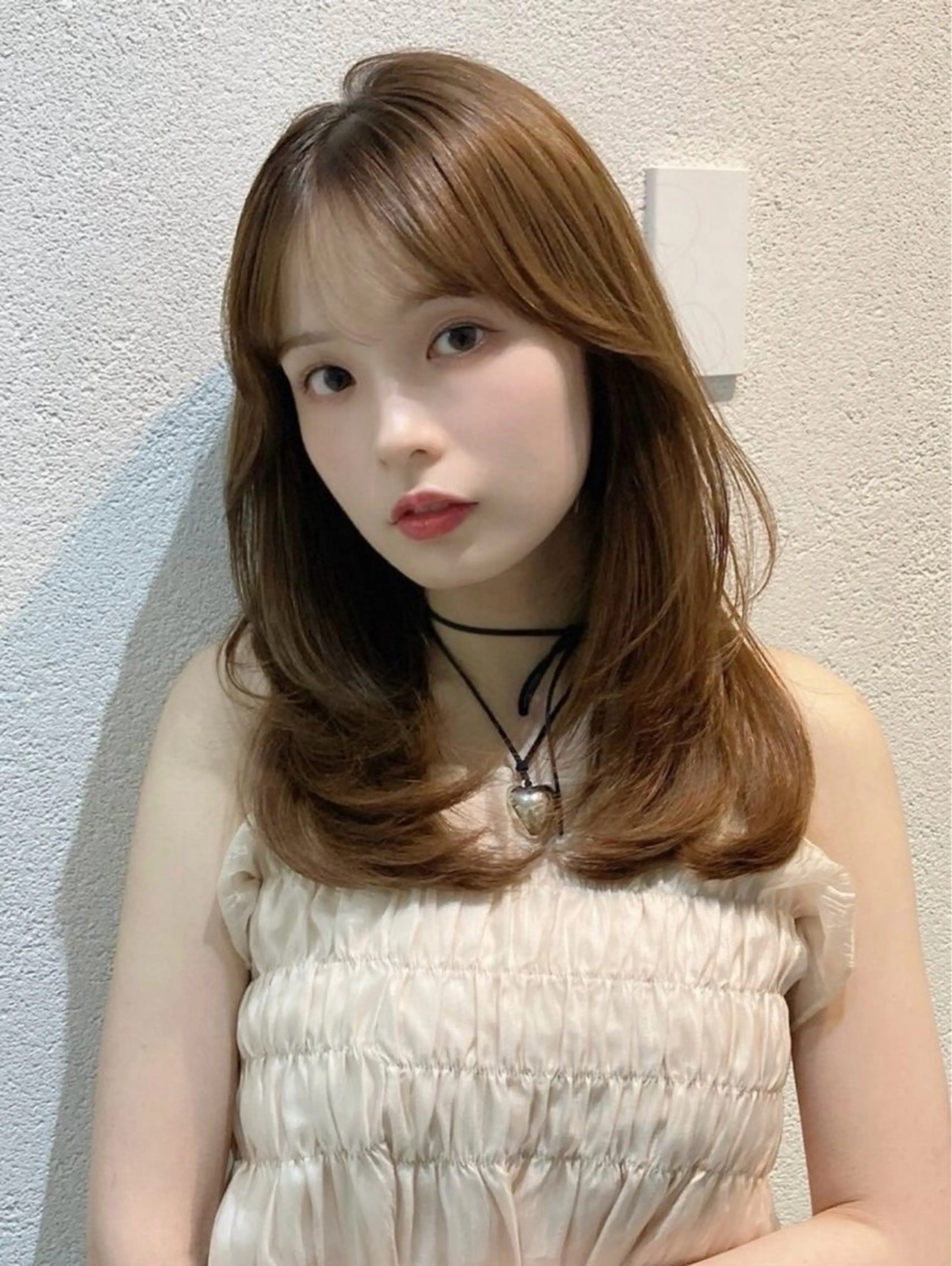 ミディアム ミディアムレイヤー 韓国風ヘア レイヤーカット カット ヘアカラー トリートメント ✨美髪矯正/レイヤー 髪質改善天王寺はやとのヘアスタイル