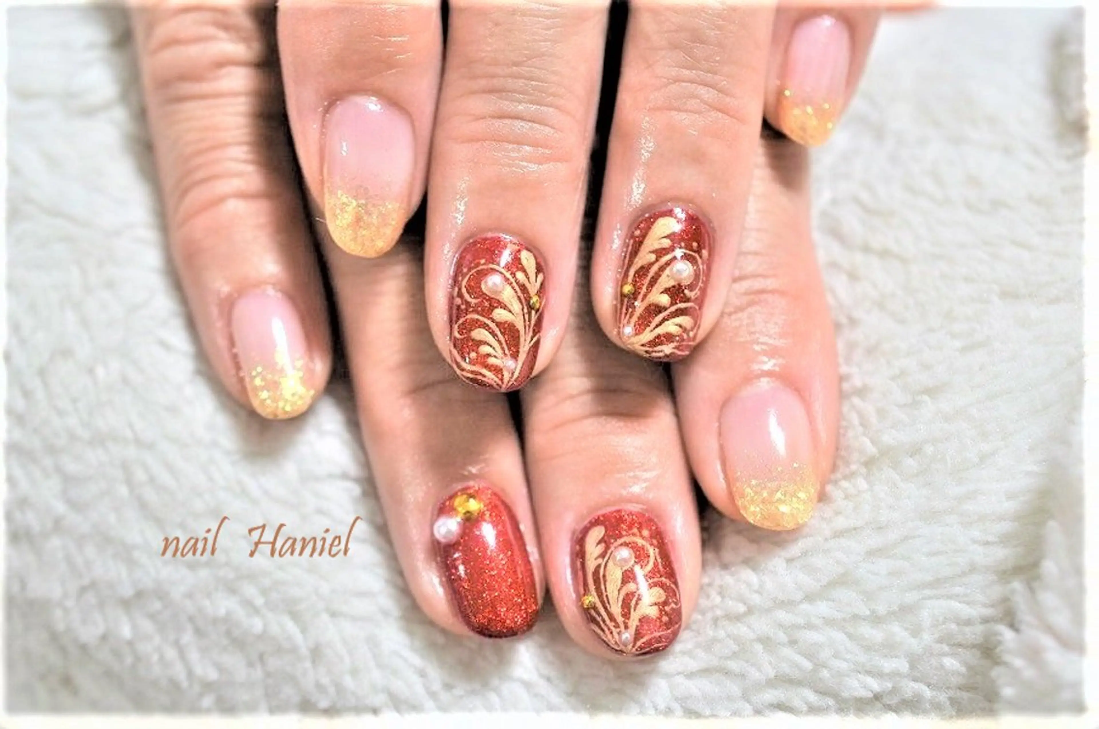 ネイル ジェルネイル オフィスネイル パラジェル 冬ネイル クリスマス ハンドネイル nail Haniel所属・半蔵門サロンハニエル 魅神 ちよのネイルデザイン