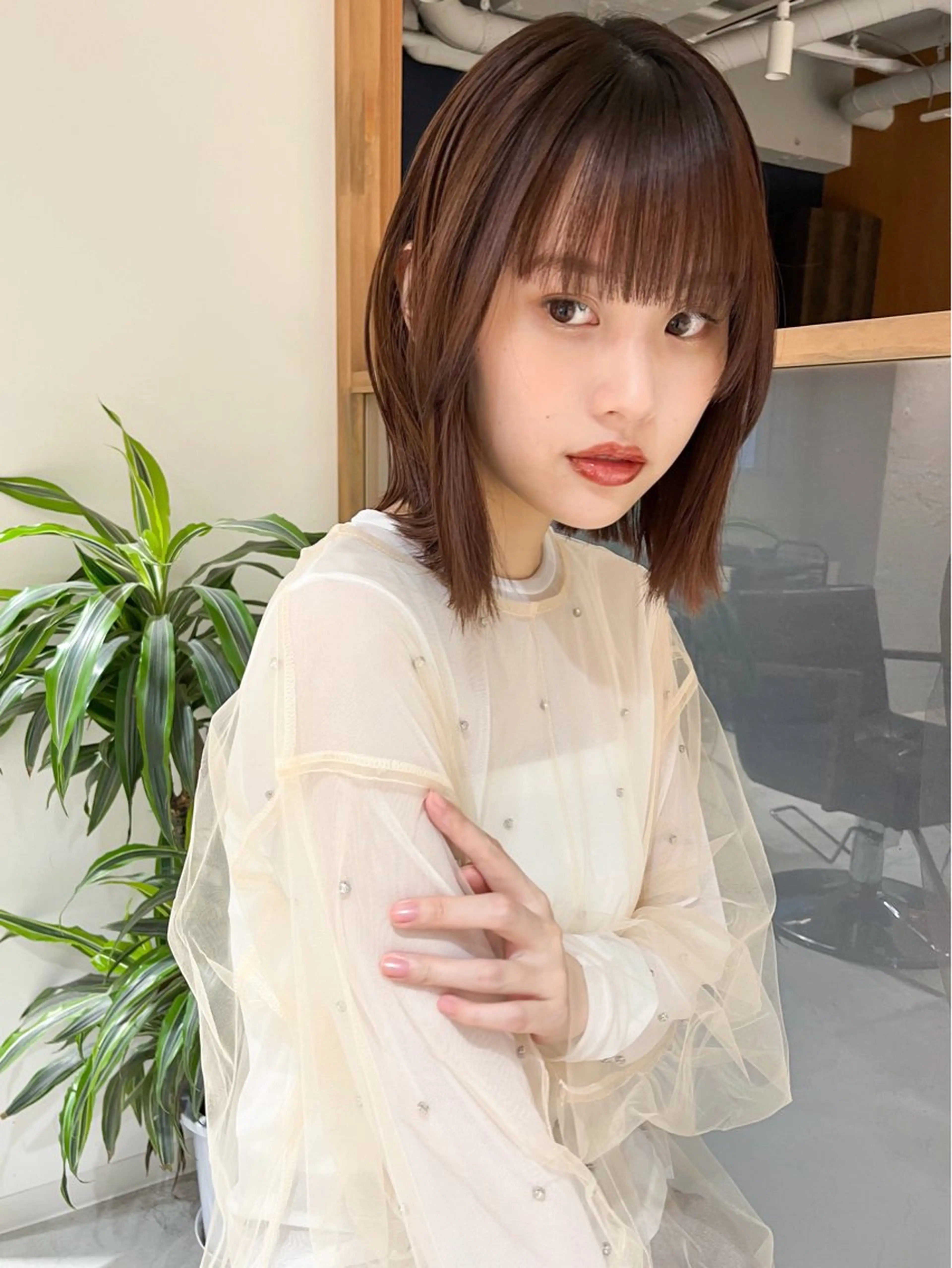 ショート カラー ボブレイヤー ボブ レイヤーカット カット ヘアカラー トリートメント 似合わせぷつっとボブ 縮毛矯正 久保田彩菜のヘアスタイル