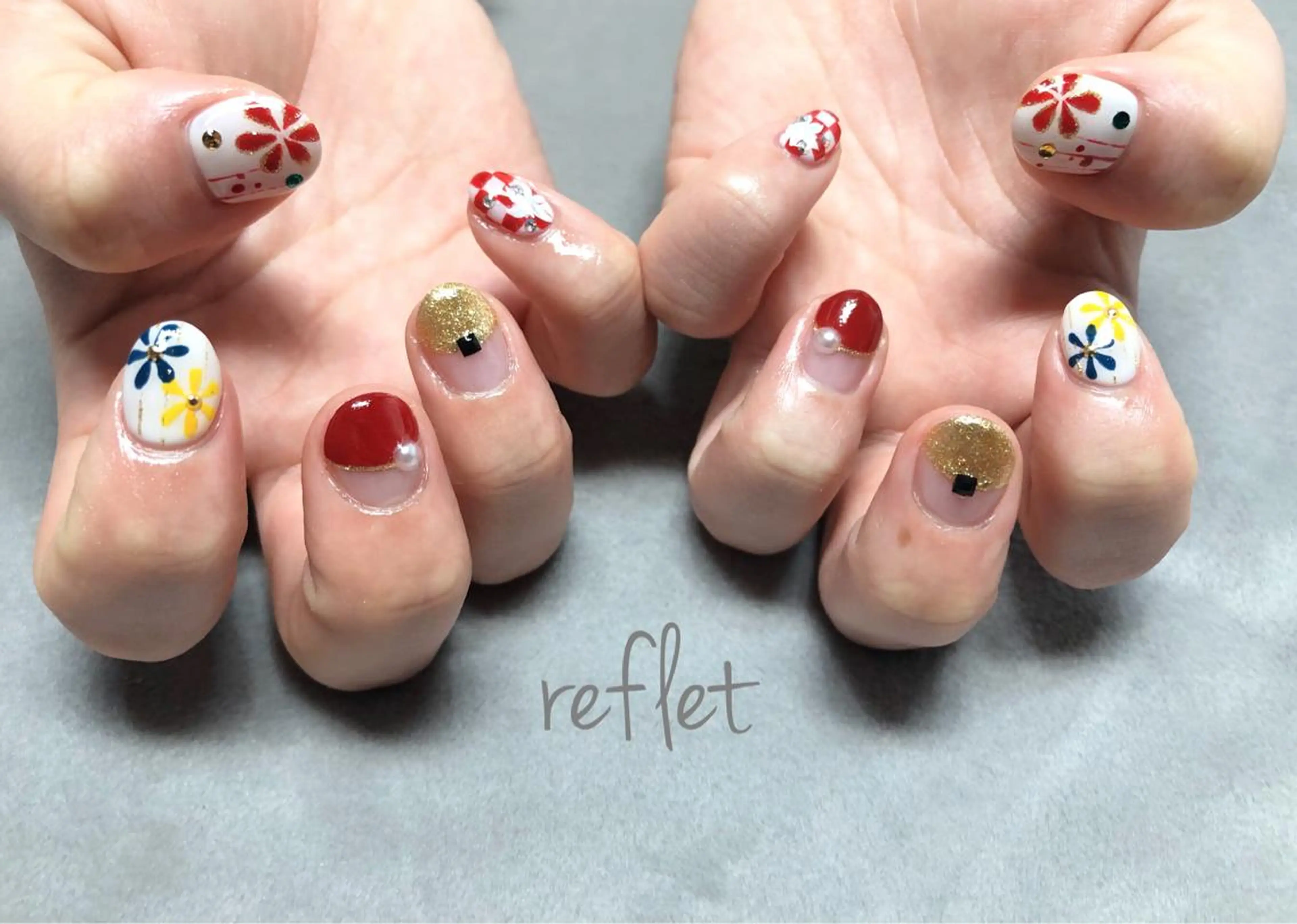 ネイル 成人式 持ち込み ハンドネイル reflet nailのネイルデザイン