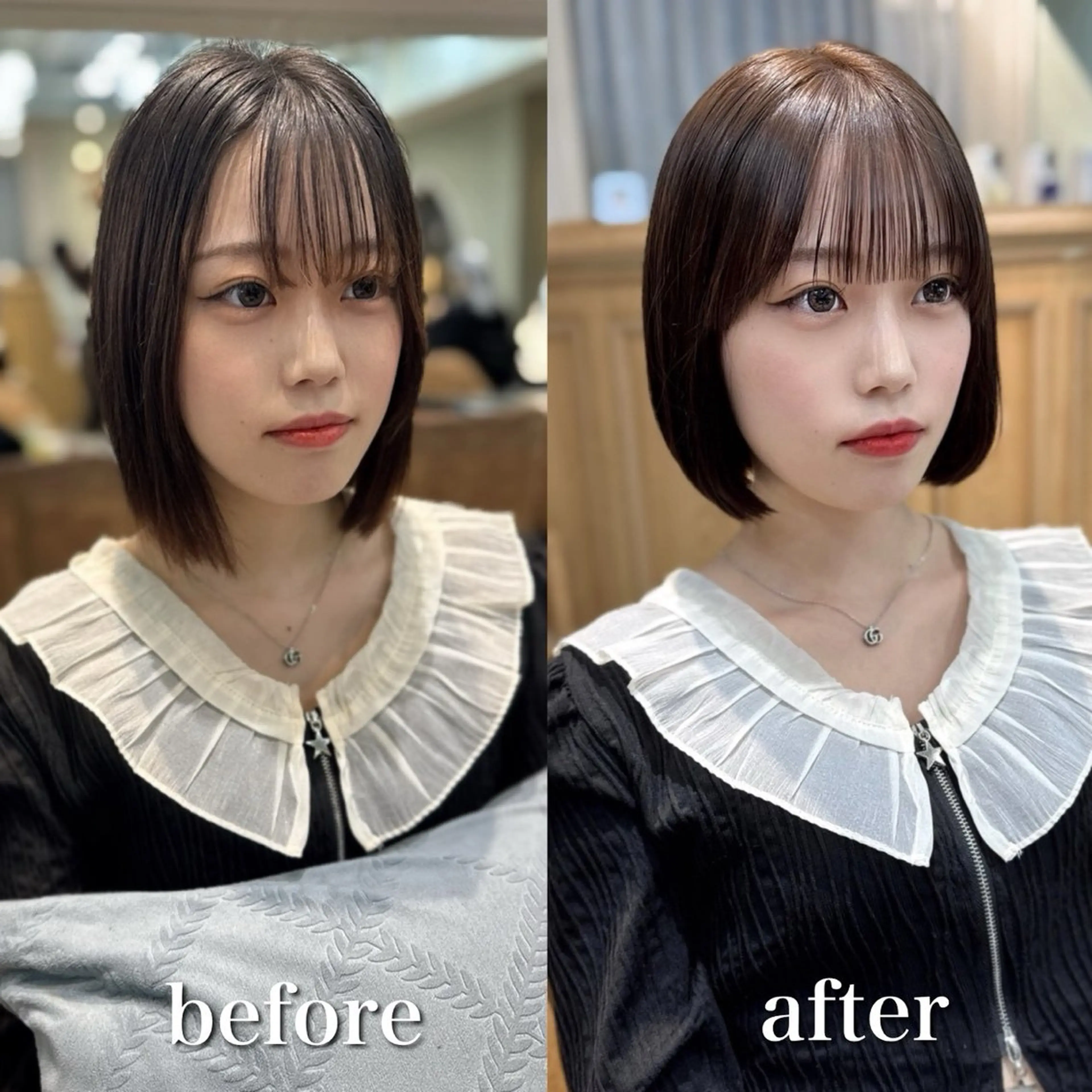 ミディアム カット ヘアカラー トリートメント Lond roseのヘアスタイル