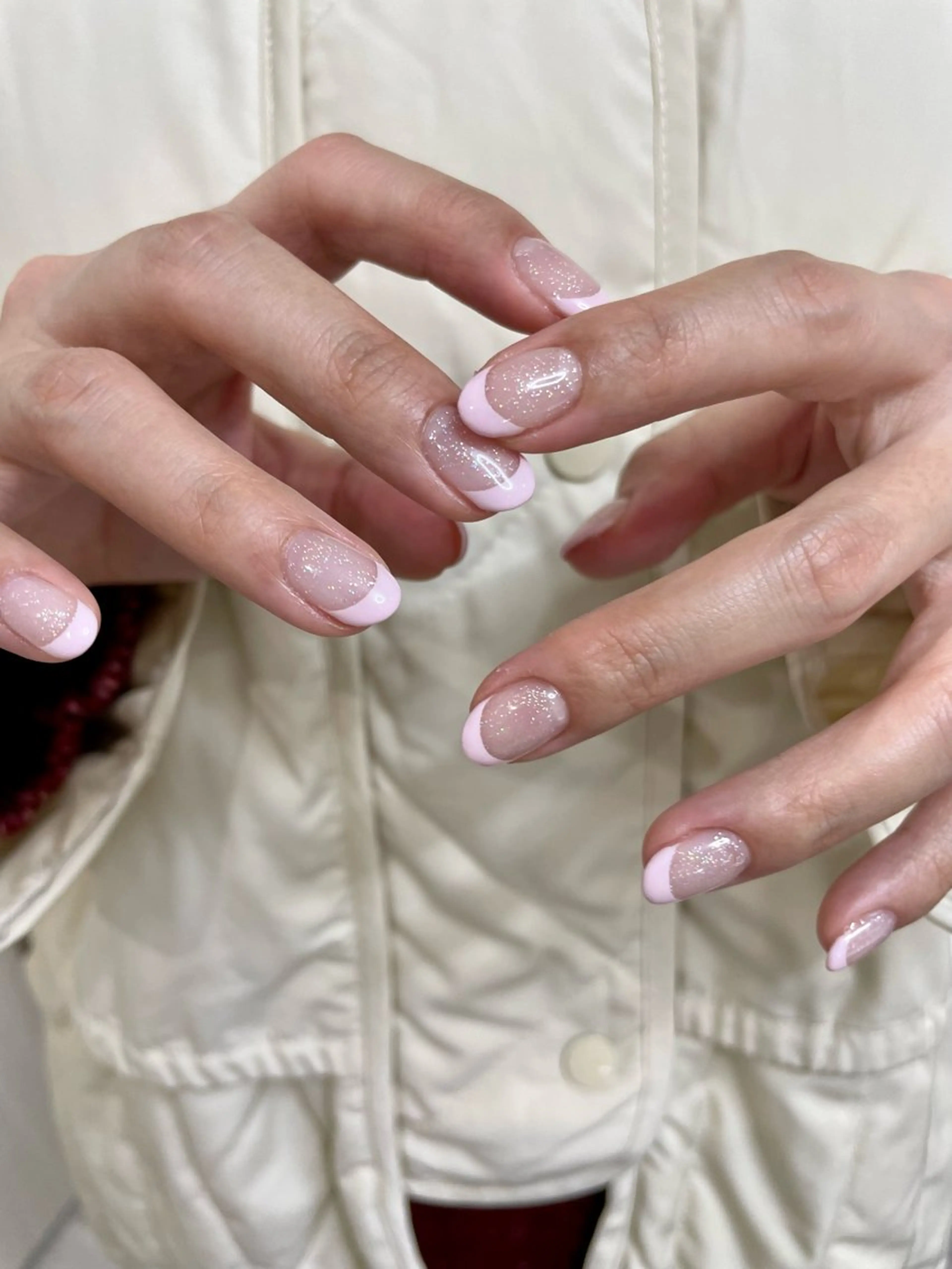 ネイル フレンチネイル ラメ(グリッター) シンプルネイル Ever Blue Nail Salonのネイルデザイン