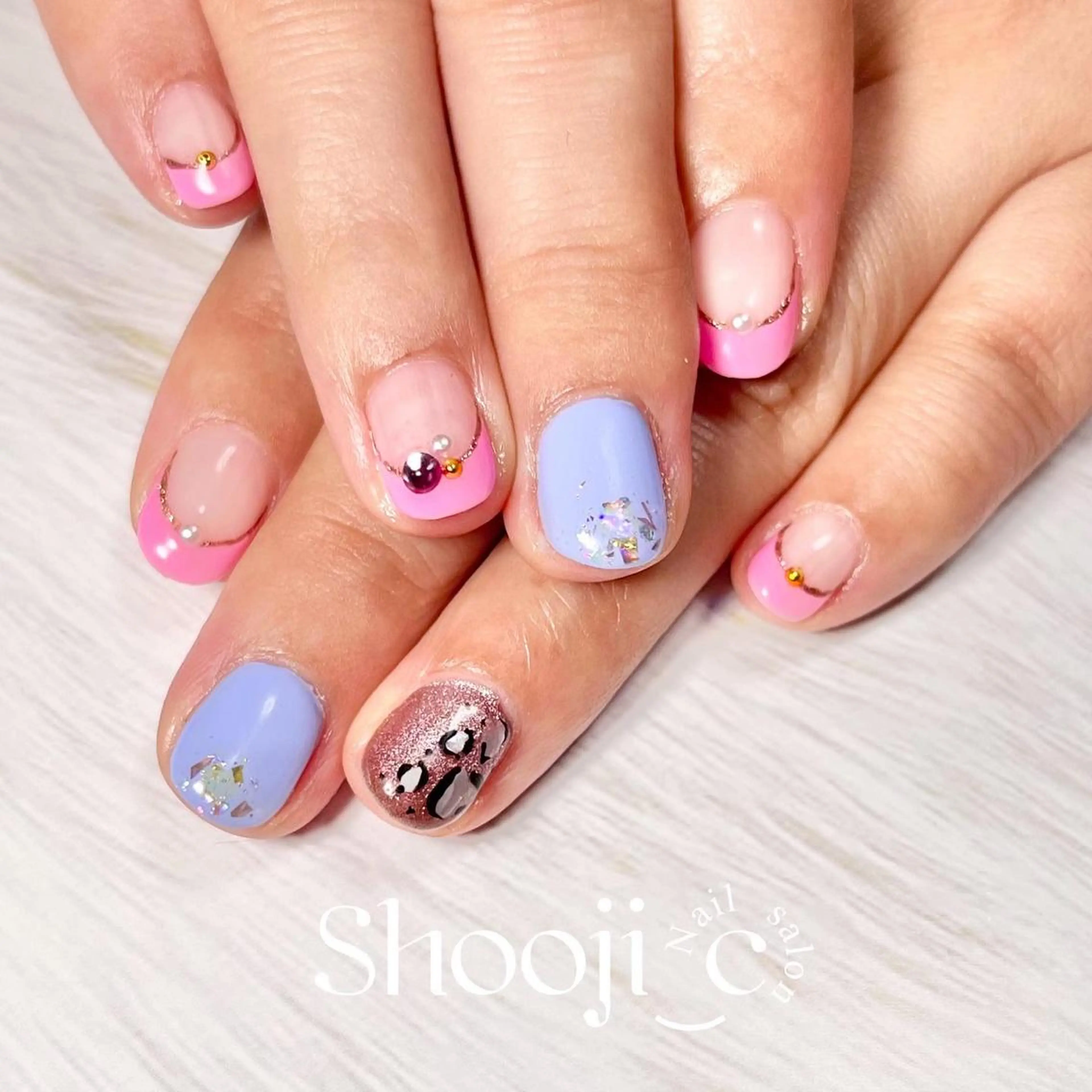 ネイル フレンチネイル ラメ(グリッター) ピンク パープル Shooji_c Nail salon所属・Shooji_c Nail salonのネイルデザイン