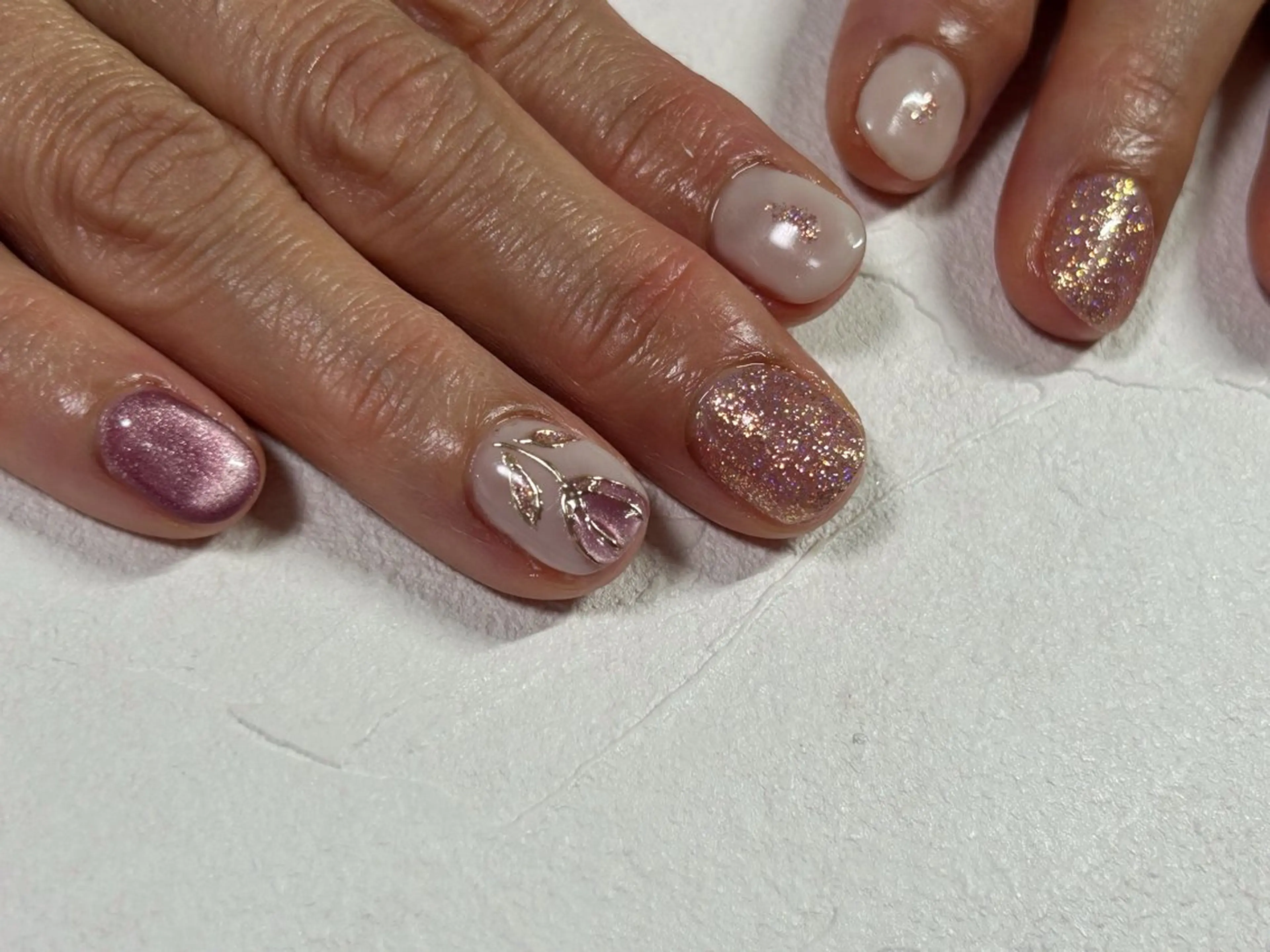 ネイル フラワーネイル ジェルネイル マグネットネイル パラジェル ぷっくりネイル ハンドネイル kiki nail 二子玉川のネイルデザイン