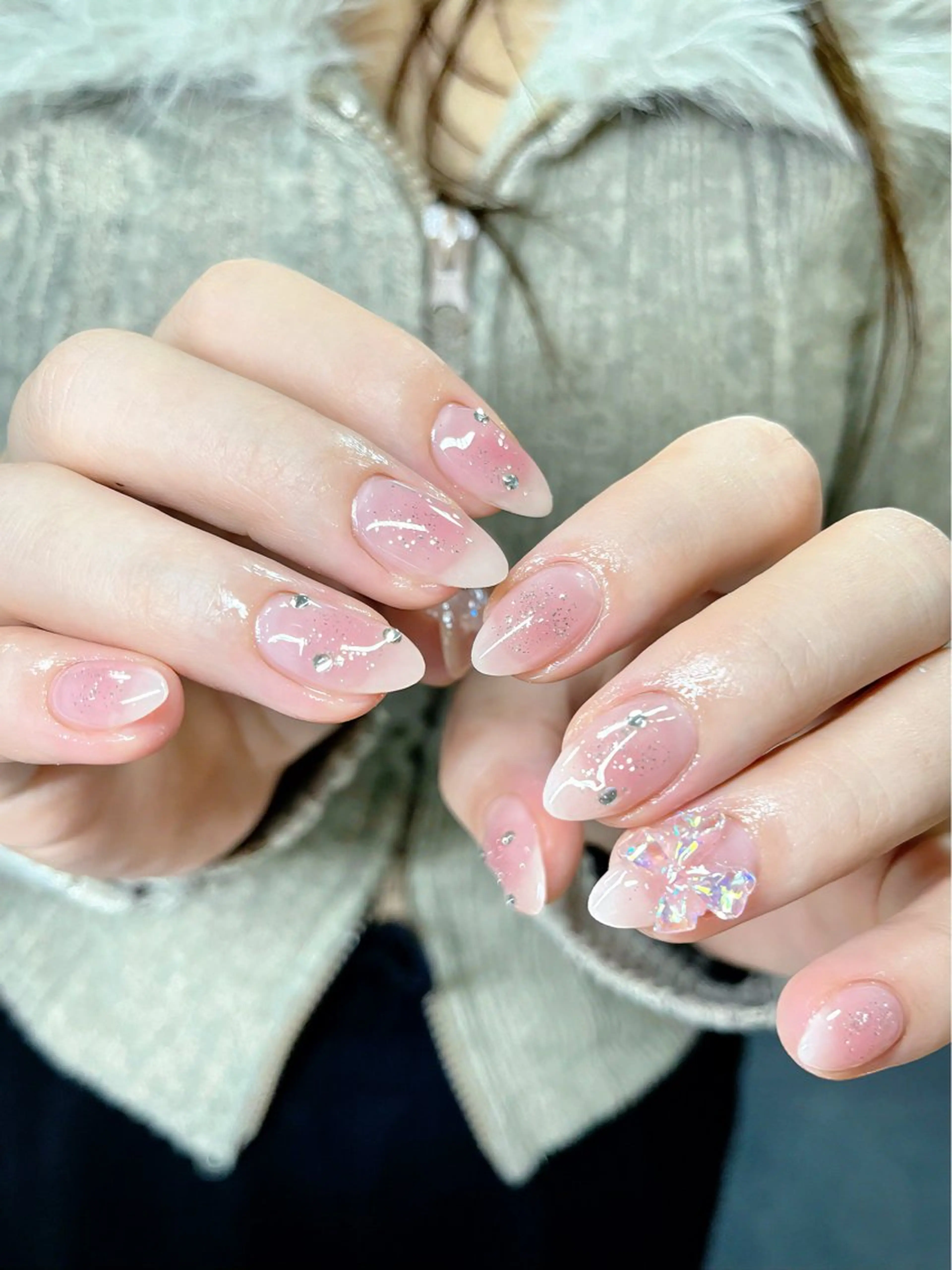 ネイル オーロラネイル チークネイル フレンチネイル マグネットネイル ピンク ハンドネイル 🫧OPELIA NAIL渋谷🫧のネイルデザイン