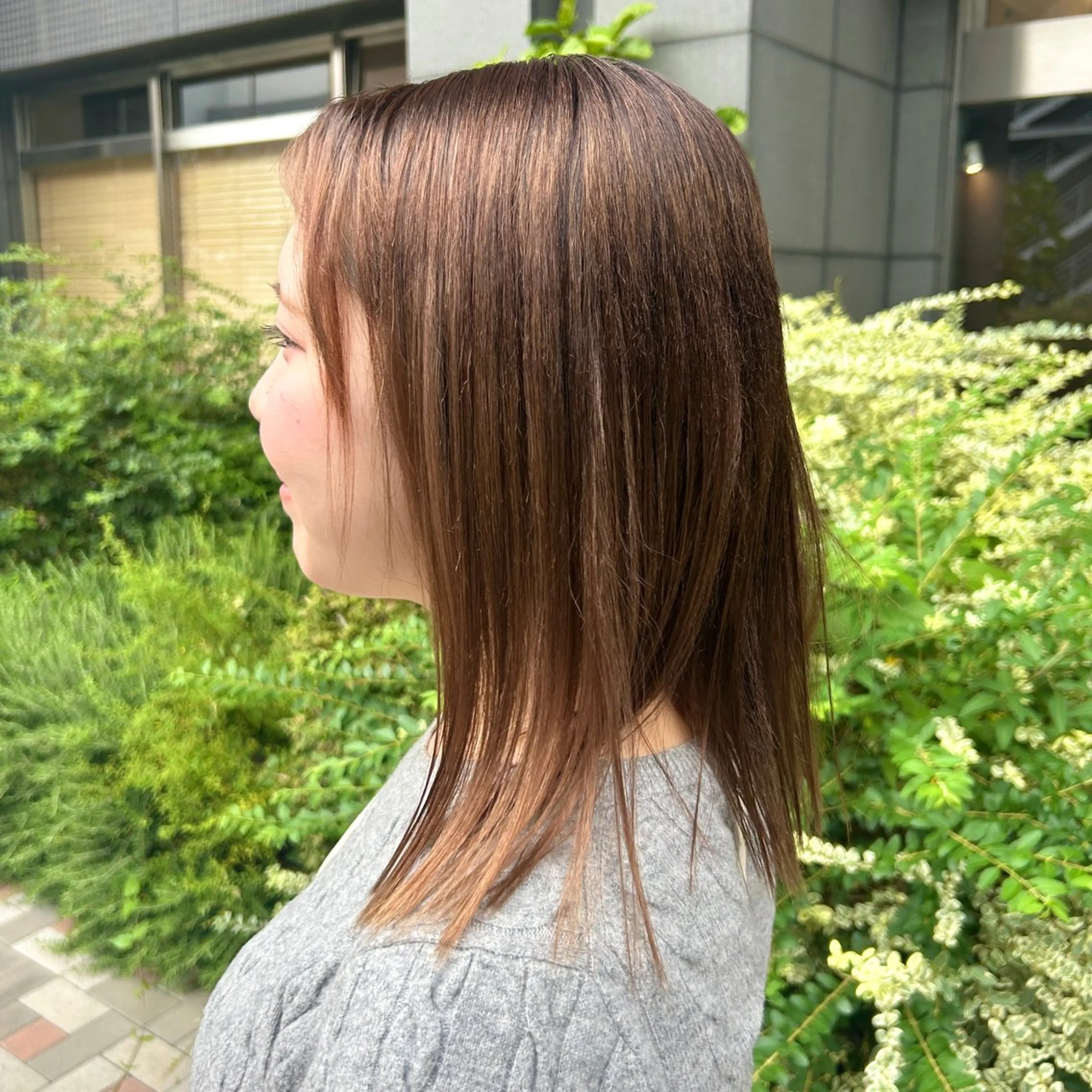 ミディアム 縮毛矯正 栄 こずえのヘアスタイル