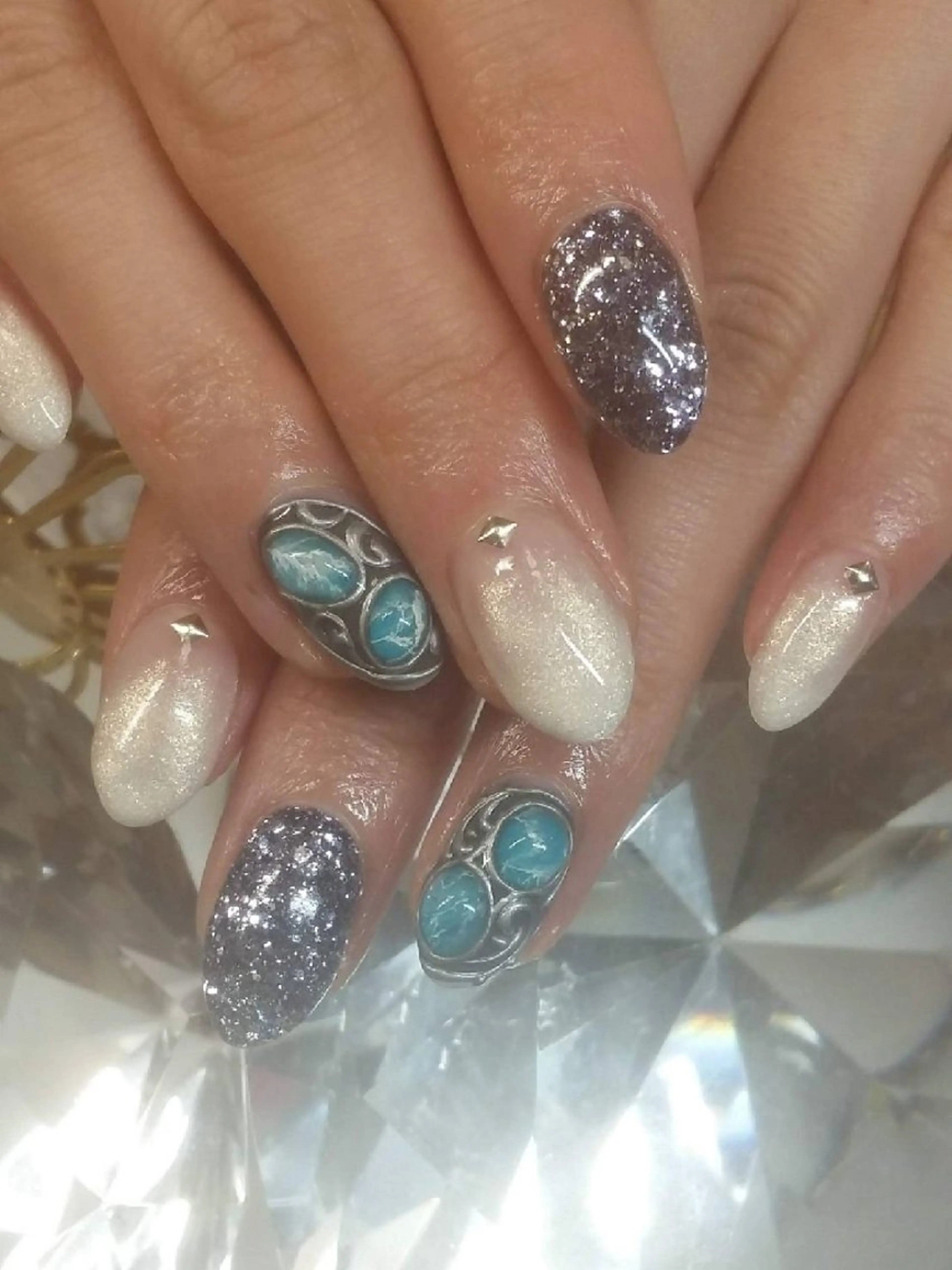 ネイル シルバー My Nail所属・My Nail Yukaのネイルデザイン