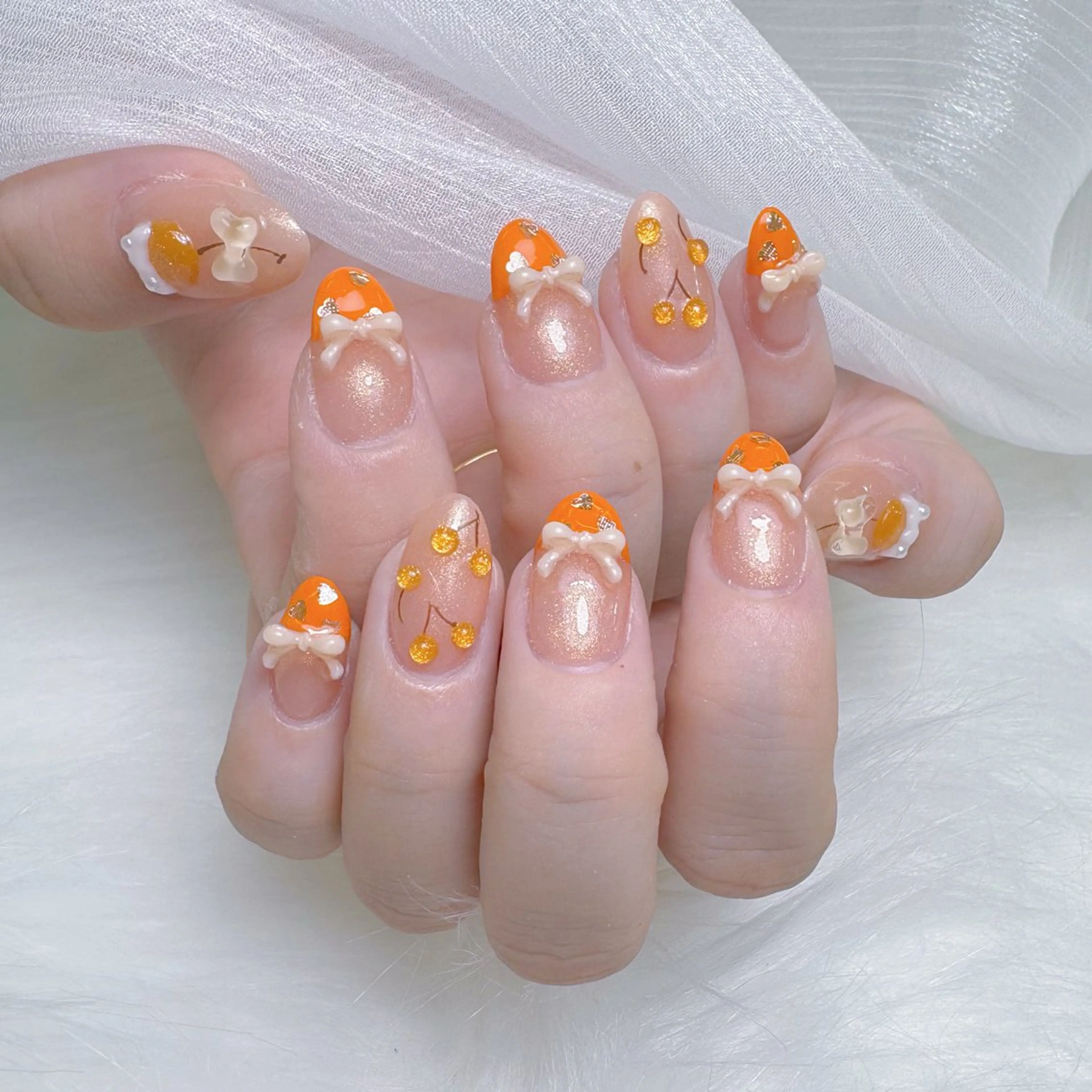ネイル チークネイル クリアネイル ガーリー キラキラネイル 韓国ネイル ハンドネイル NailPrincess所属・princess スカルプ専門店のネイルデザイン