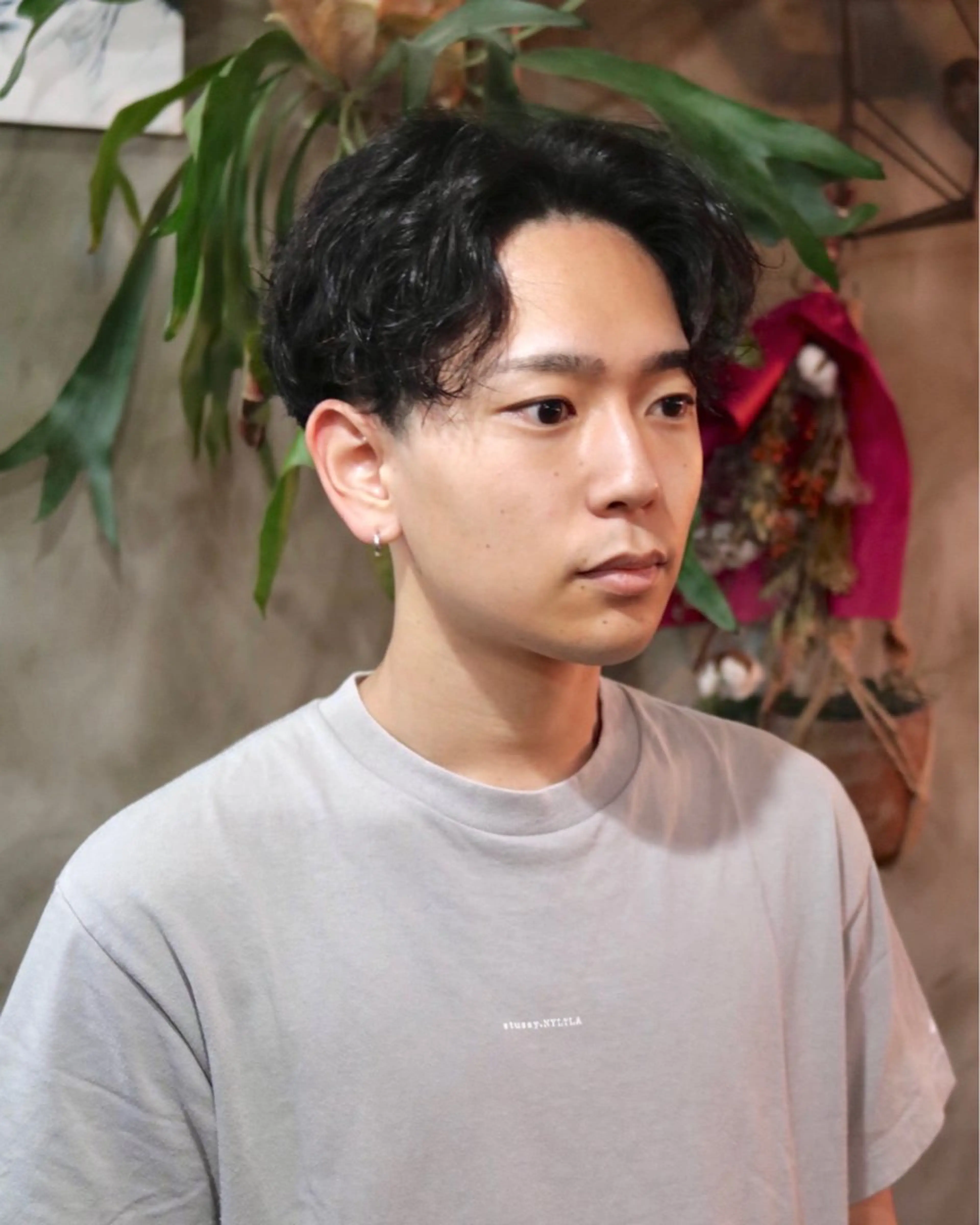 ショート パーマ メンズ カット パーマ トリートメント 木村陸弥 透明感/赤み消しのヘアスタイル