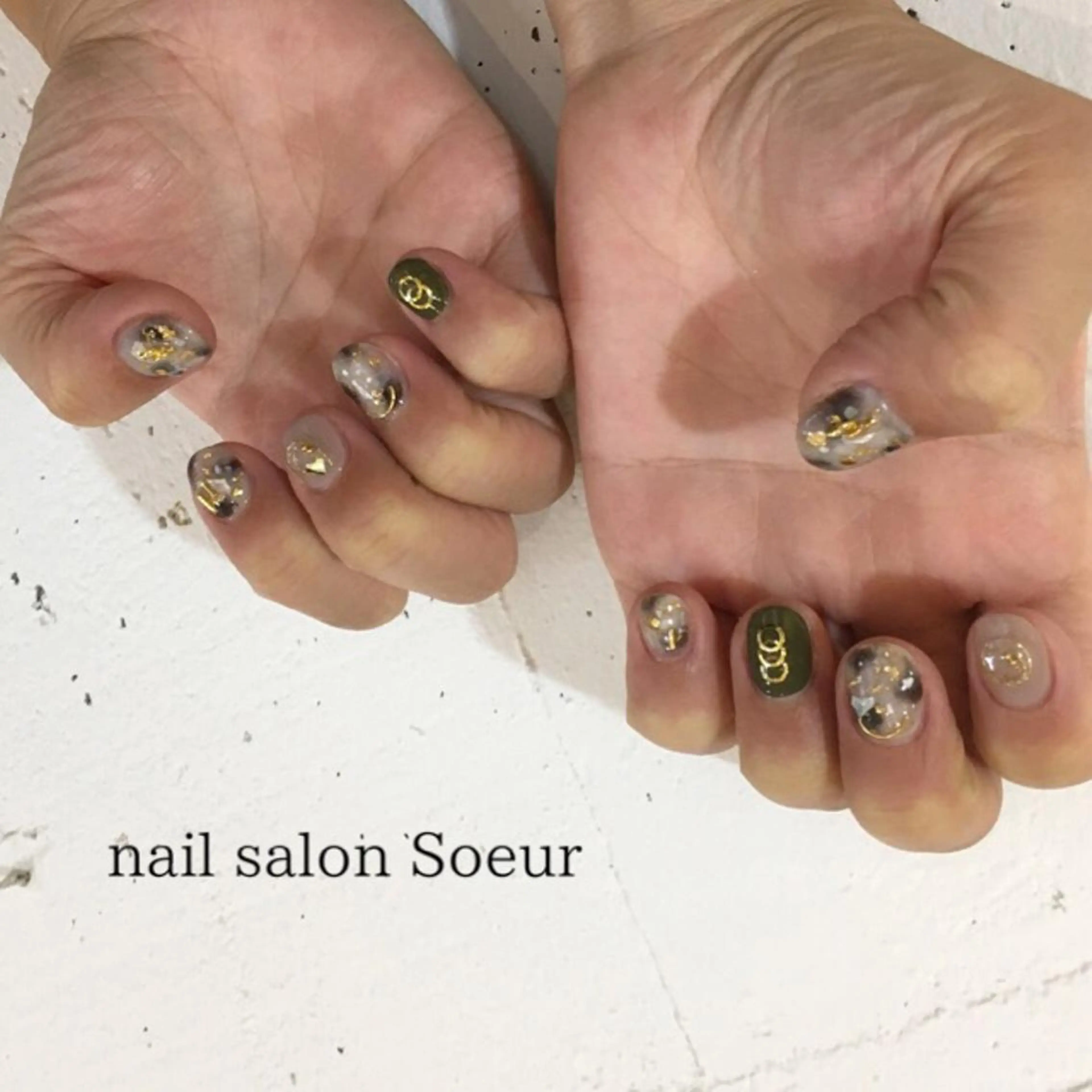 ネイル アートネイル べっ甲ネイル ジェルネイル ハンドネイル nail salon Soeurのネイルデザイン