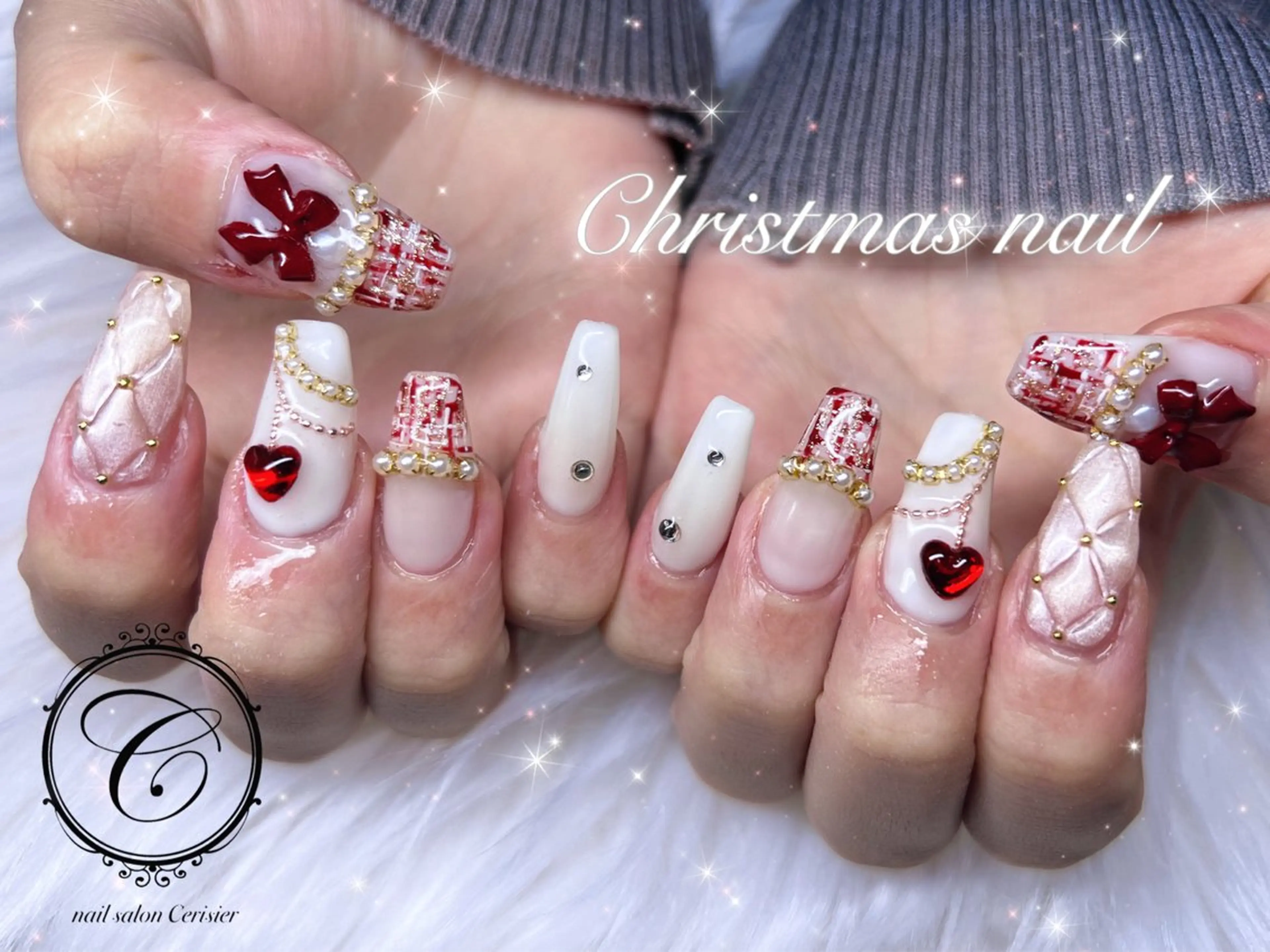 ネイル ジェルネイル マグネットネイル 持ち込み パラジェル 赤色 cerisier セリシールのネイルデザイン
