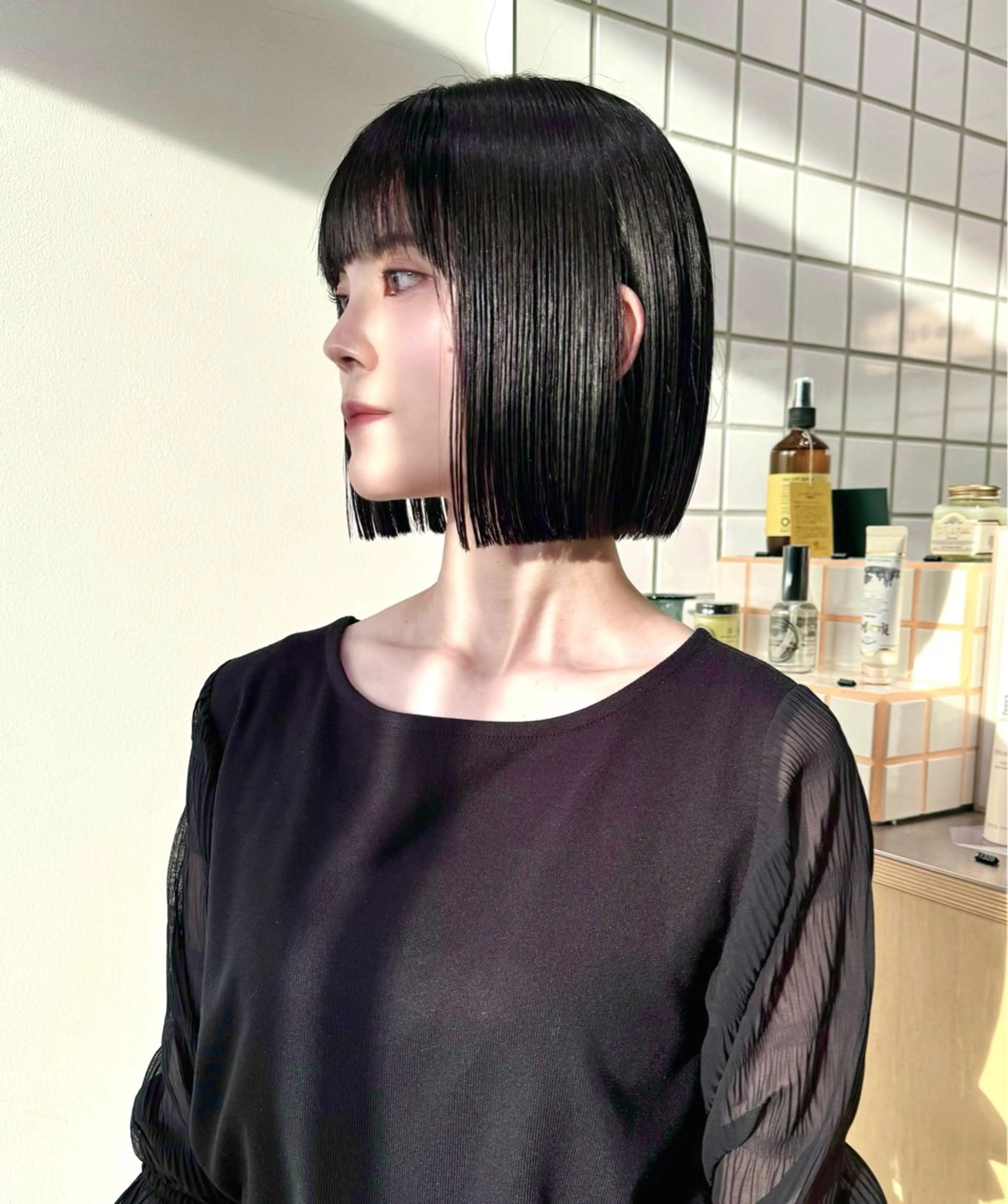ショート ボブ 顔まわりレイヤー 顔周りカット レイヤーカット 外ハネヘア hollo渋谷所属・🇰🇷タッセルボブ /DAIKIのヘアスタイル