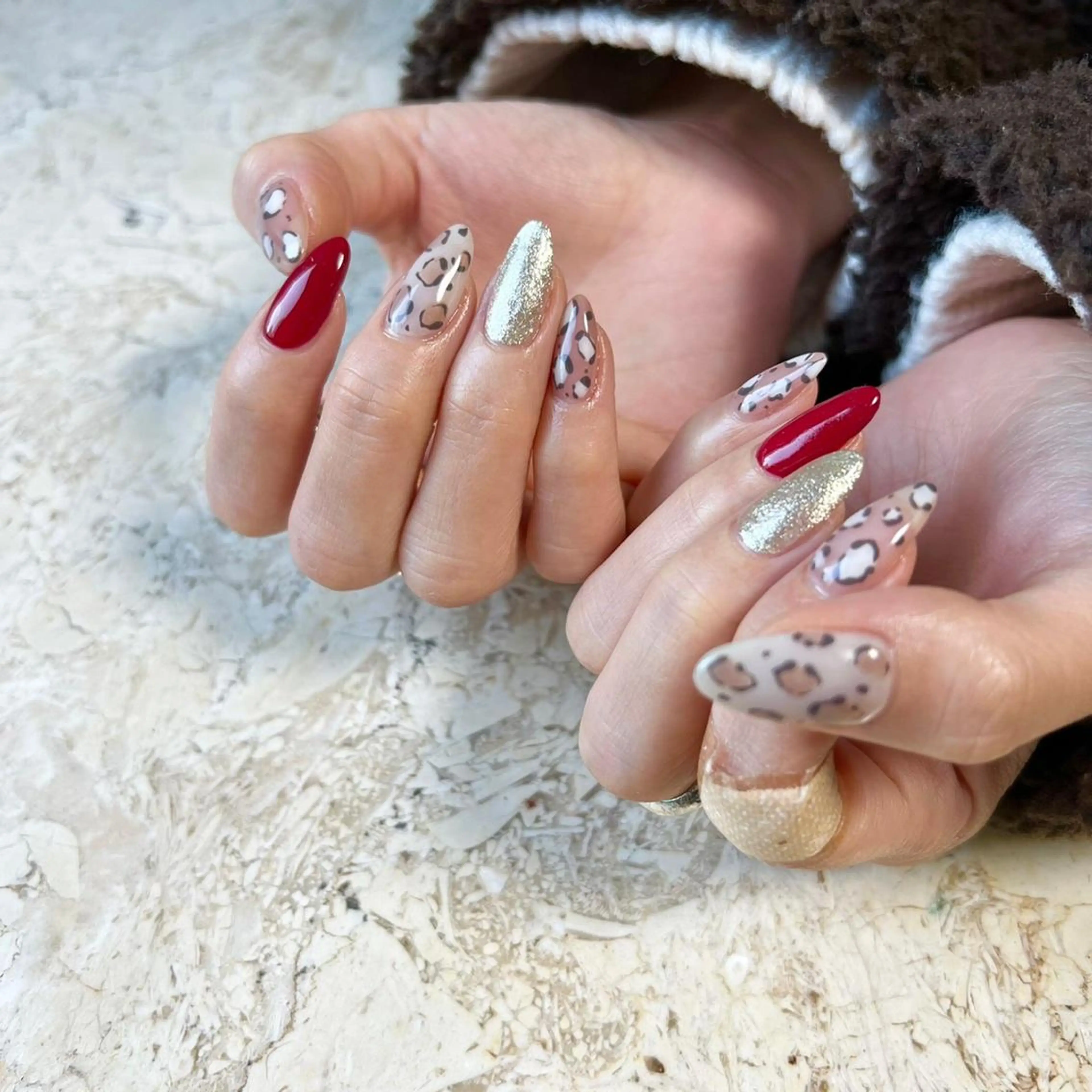 ネイル アニマル柄 アートネイル フレンチネイル ジェルネイル 韓国ネイル ハンドネイル nail salon mieux(ミュー)のネイルデザイン