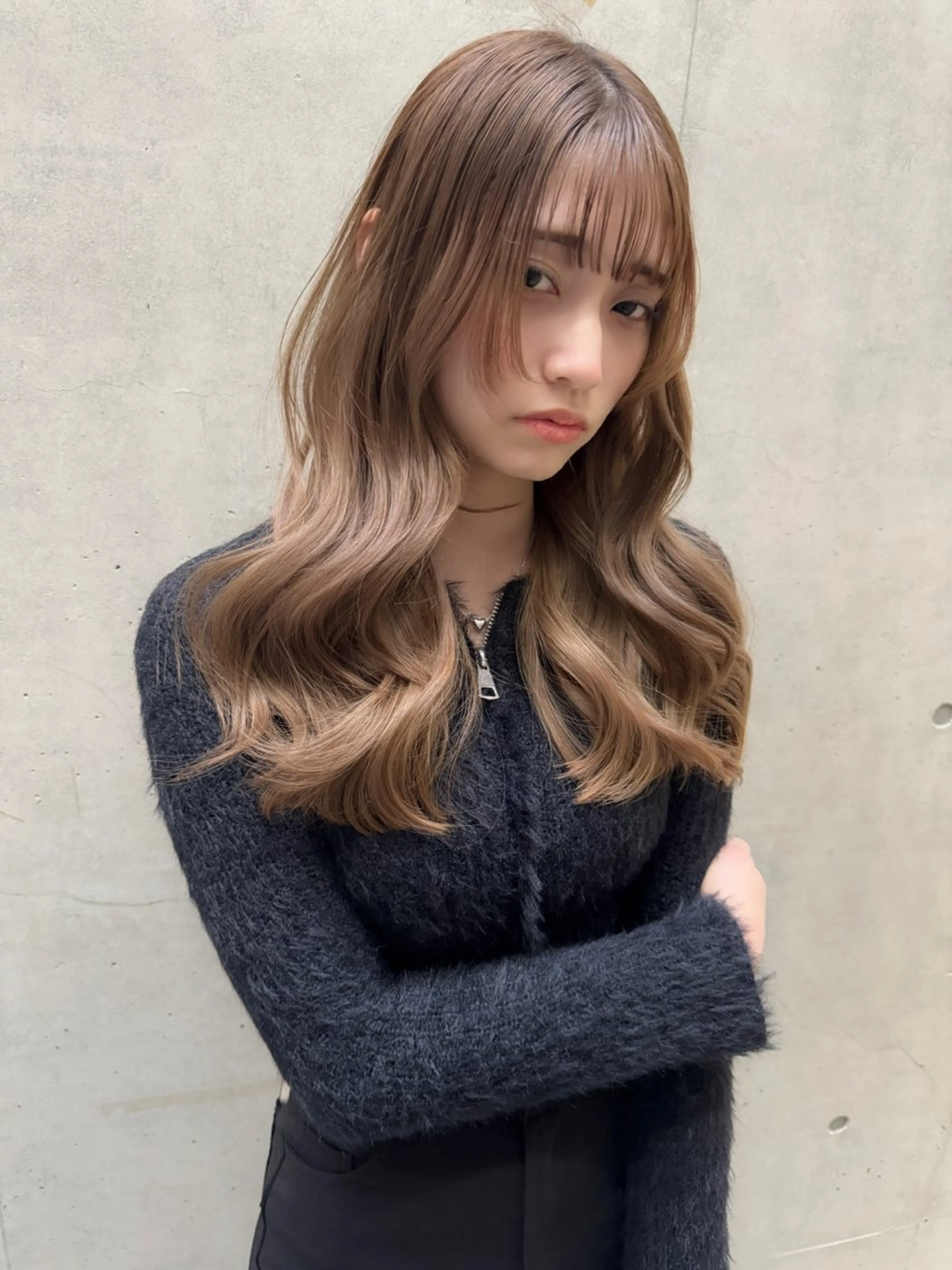 セミロング カラー アディクシーカラー バレイヤージュ ブリーチ ケアブリーチ 透明感カラー ヘアカラー トリートメント Grow by NYNY 打越裕樹のヘアスタイル