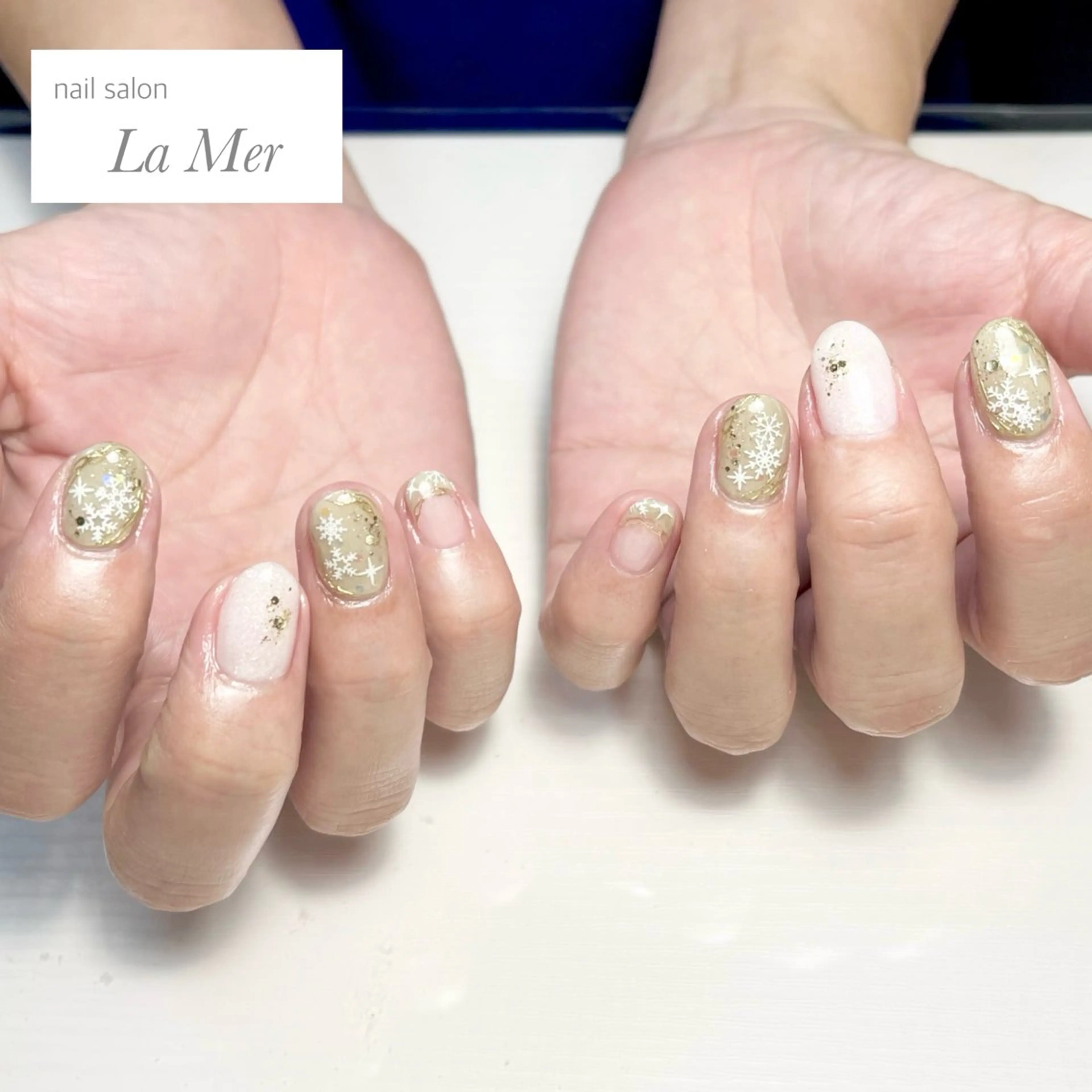 ネイル フレンチネイル ミラーネイル ニュアンスネイル 冬ネイル ハンドネイル nailsalon La Merのネイルデザイン