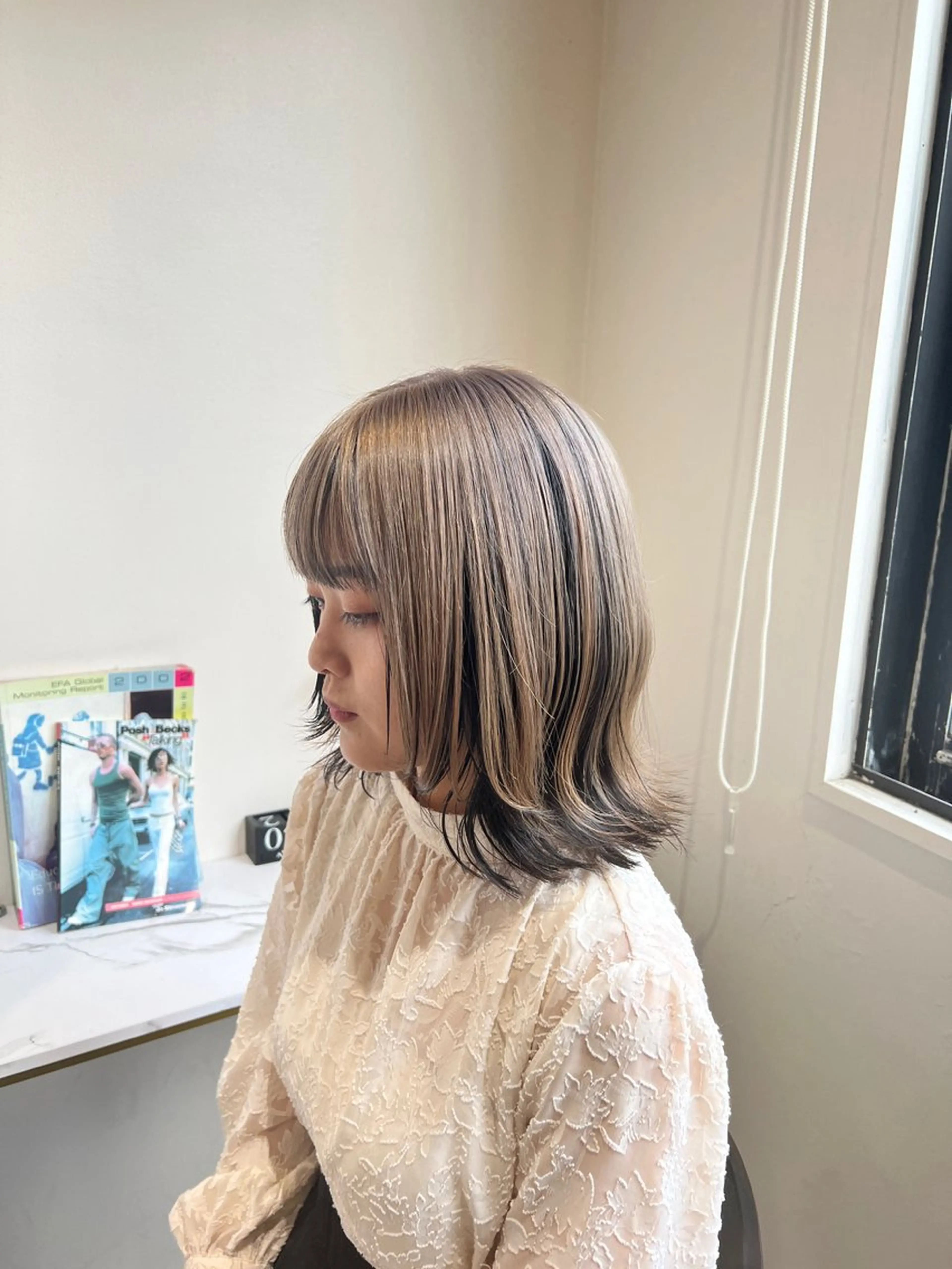 ミディアム カラー ヘアカラー トリートメント IVY所属・髪質改善/韓国ヘア 顔まわり特化yutoのヘアスタイル