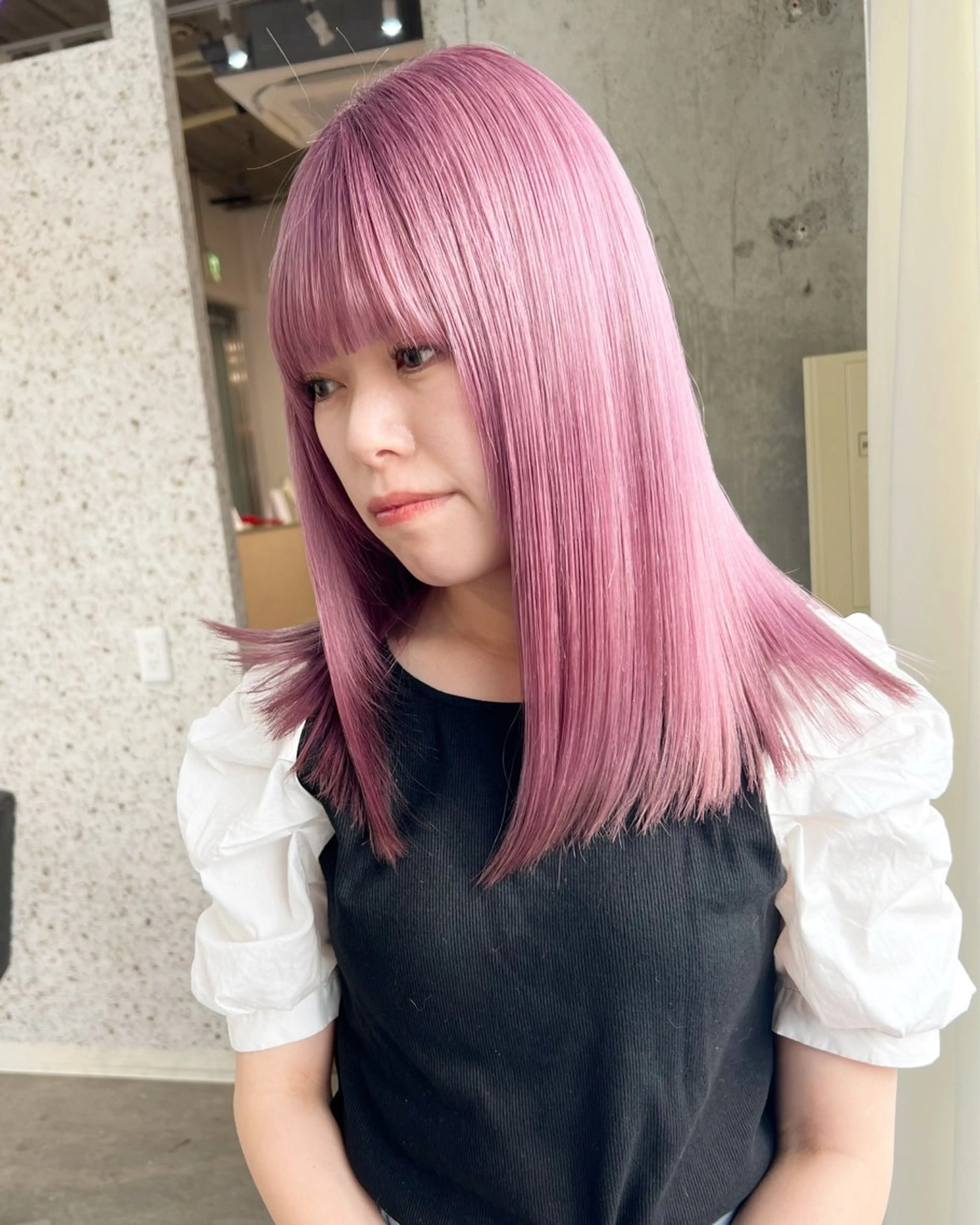 セミロング カラー ヘアアレンジ セミロングパーマ ブリーチ ブロンド ケアブリーチ ダブルカラー ヘアカラー lani 天神大名/ブリーチのヘアスタイル