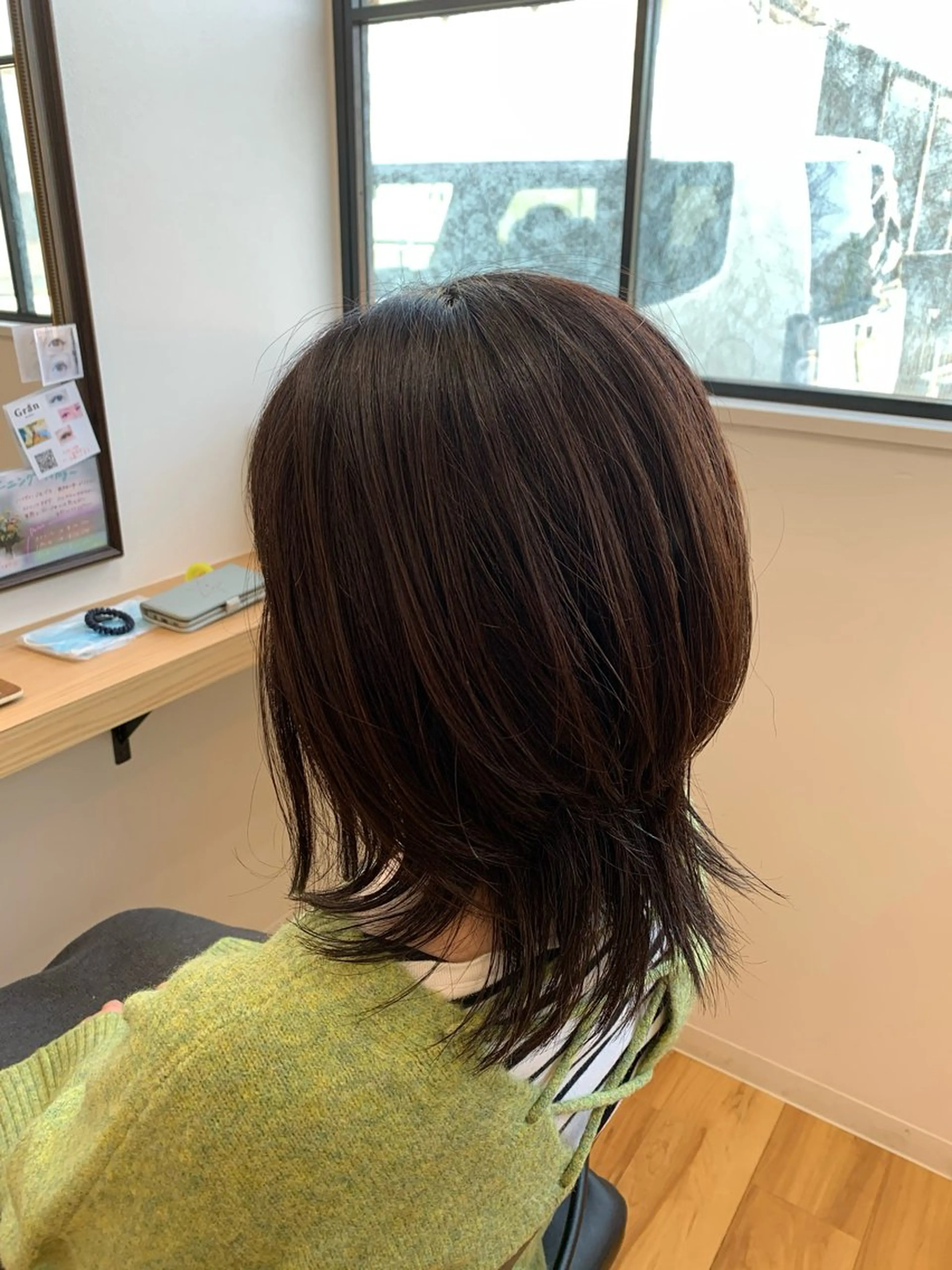 ミディアム カラー くびれヘア レイヤーカット 村田 淳のヘアスタイル