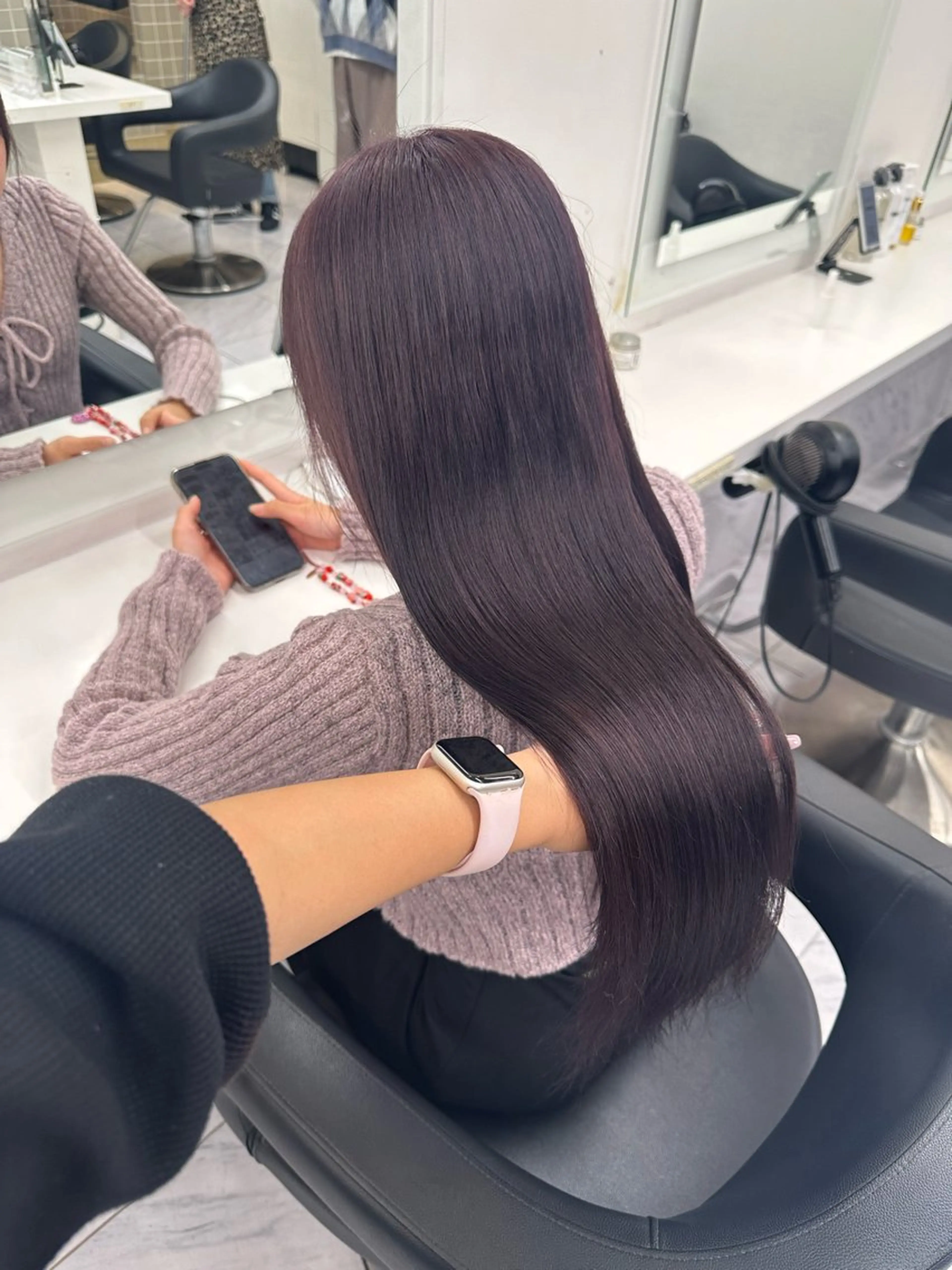ロング カラー ベージュカラー 黒髪 ブリーチ ブルーカラー ブルーブラック 🪞ハイトーン🪞 🤍waka🤍のヘアスタイル