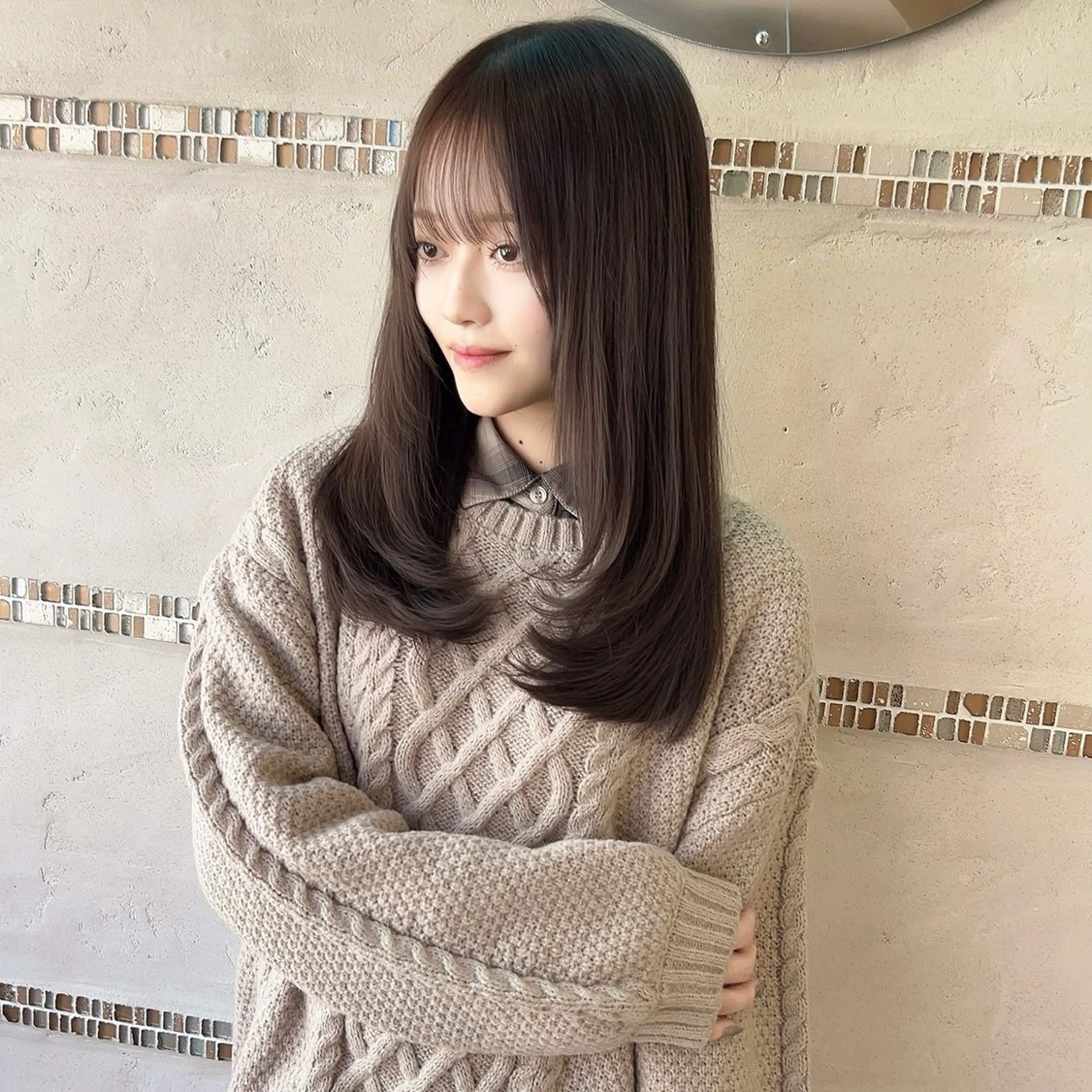 セミロング カラー 小顔カット カット ヘアカラー トリートメント 髪質改善/ レイヤーカット金井翔のヘアスタイル