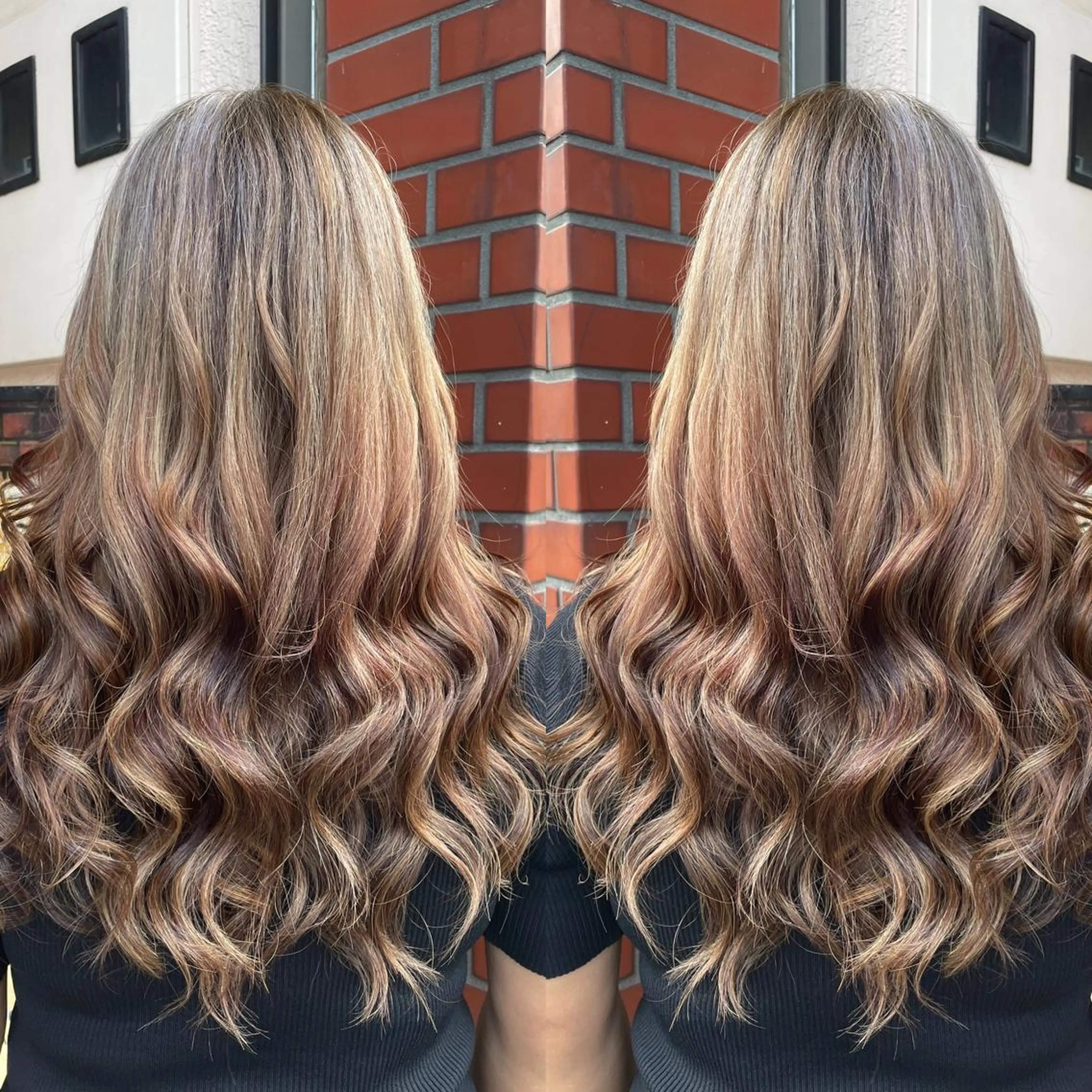 セミロング カラー ベージュカラー ハイライトカラー ミルクティーベージュ ハイライト 👑派手髪/カット 👑ANRYのヘアスタイル