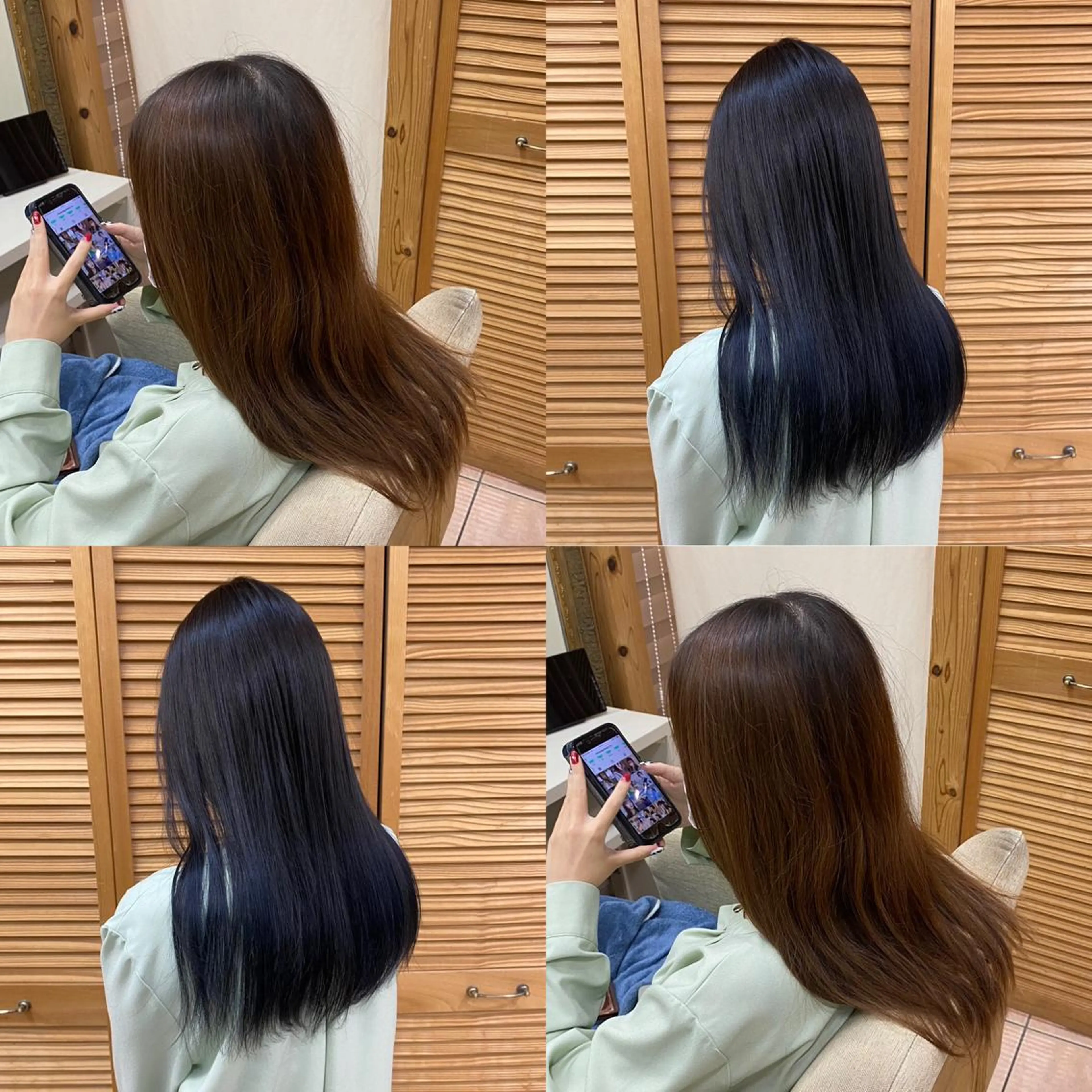 セミロング カラー 黒髪 ブルーカラー ブルーブラック 🌈原宿🥣ケアブリ ーチ🥣平城秀馬🌈のヘアスタイル