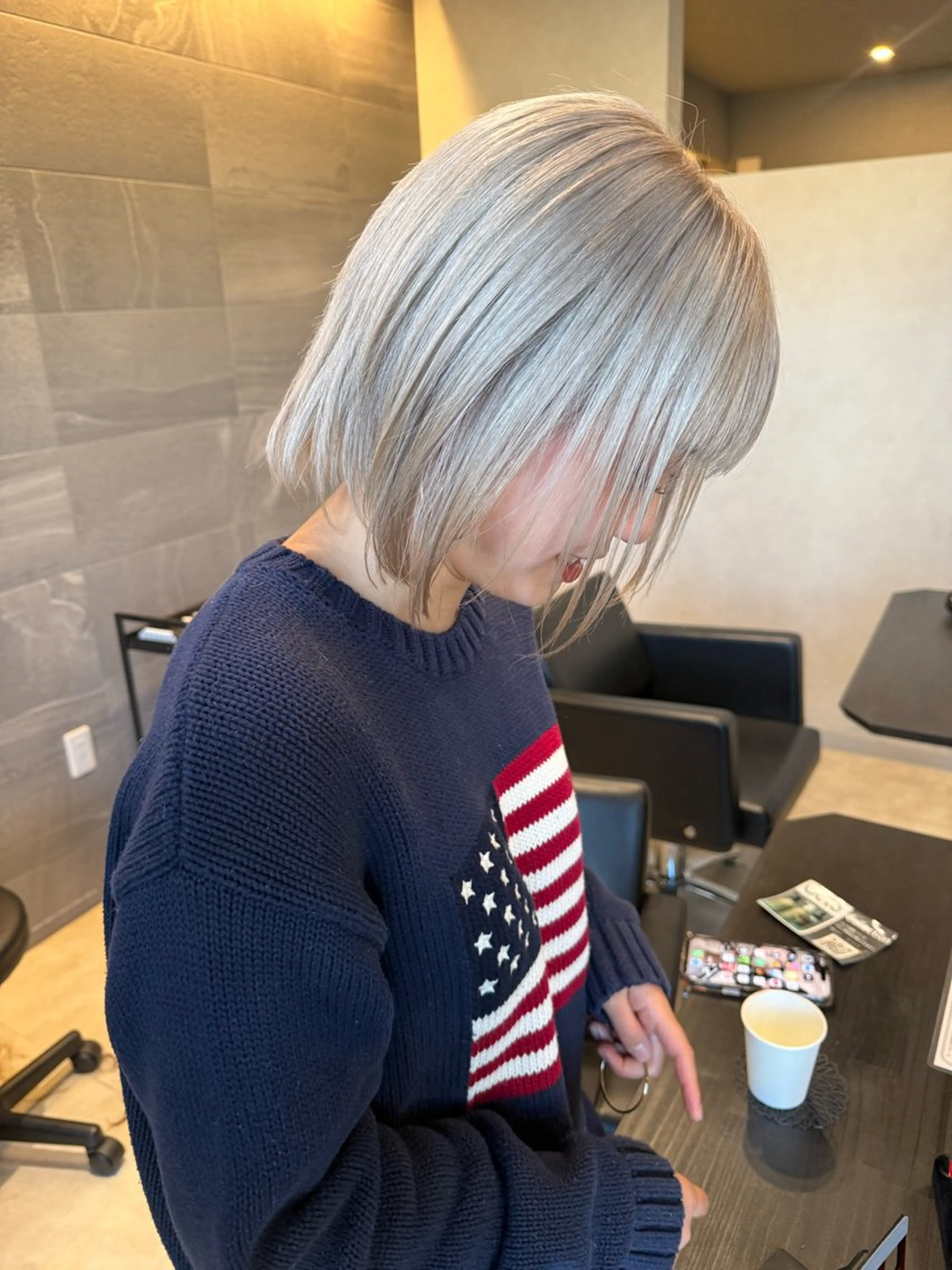 ショート カラー ベージュカラー ホワイトベージュ ヘアカラー 透明感カラー/ボブ misaki °＊のヘアスタイル