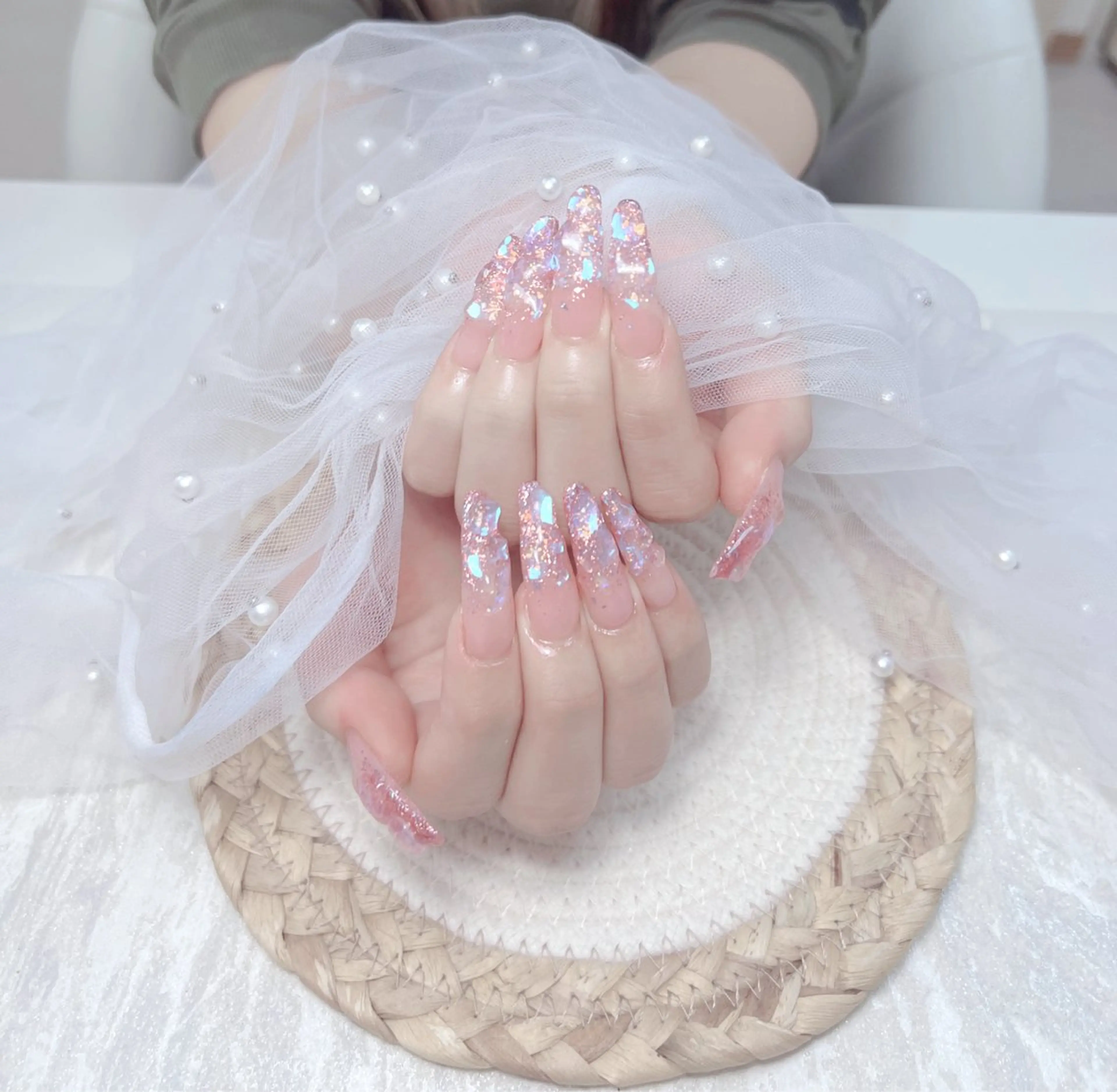 💟人気NO．1💟   💗チップ長さだし💗氷ネイル🧊の写真