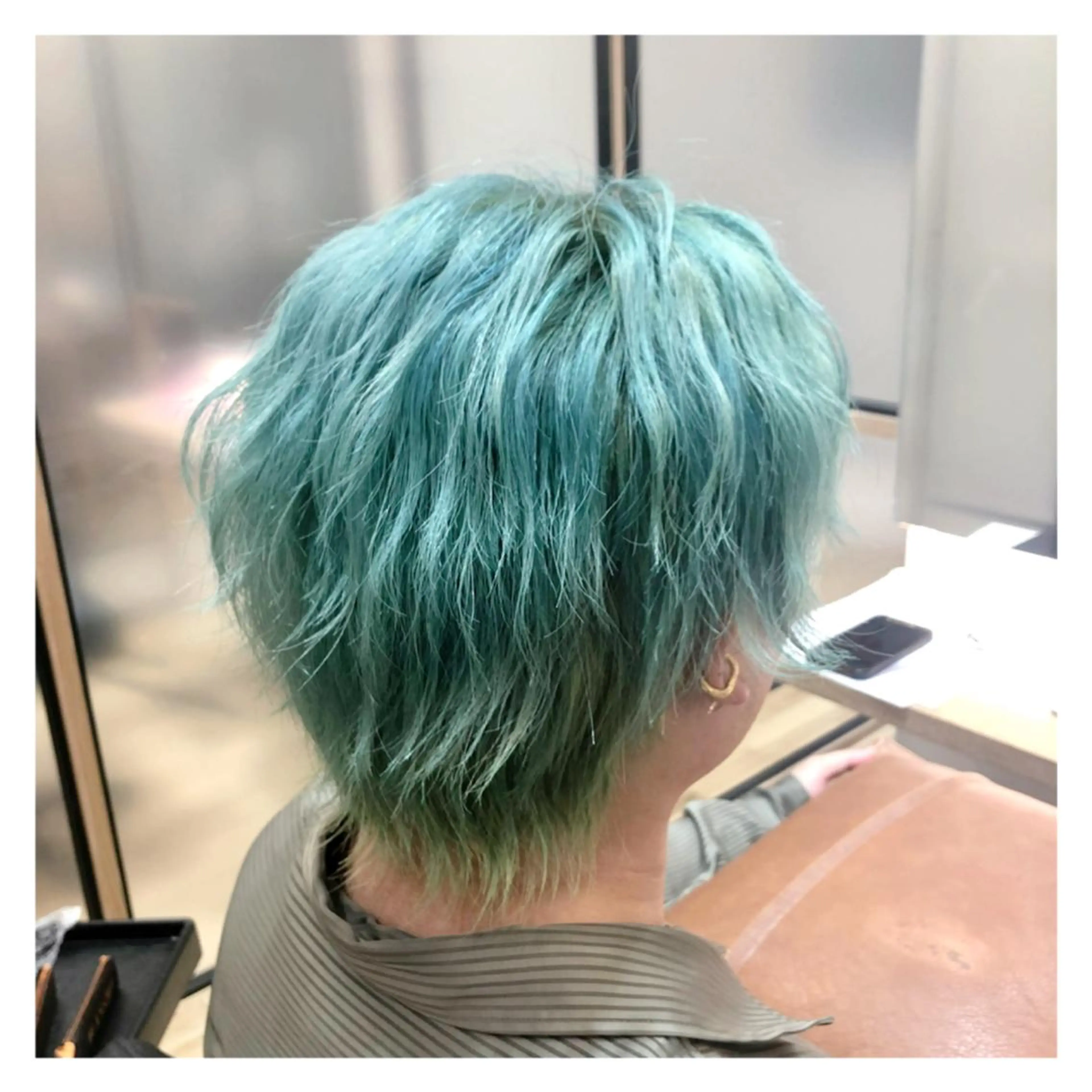 ショート カラー メンズ メンズブリーチ ブリーチ ダブルカラー ミント ミントグリーン まちだ ひとみのヘアスタイル