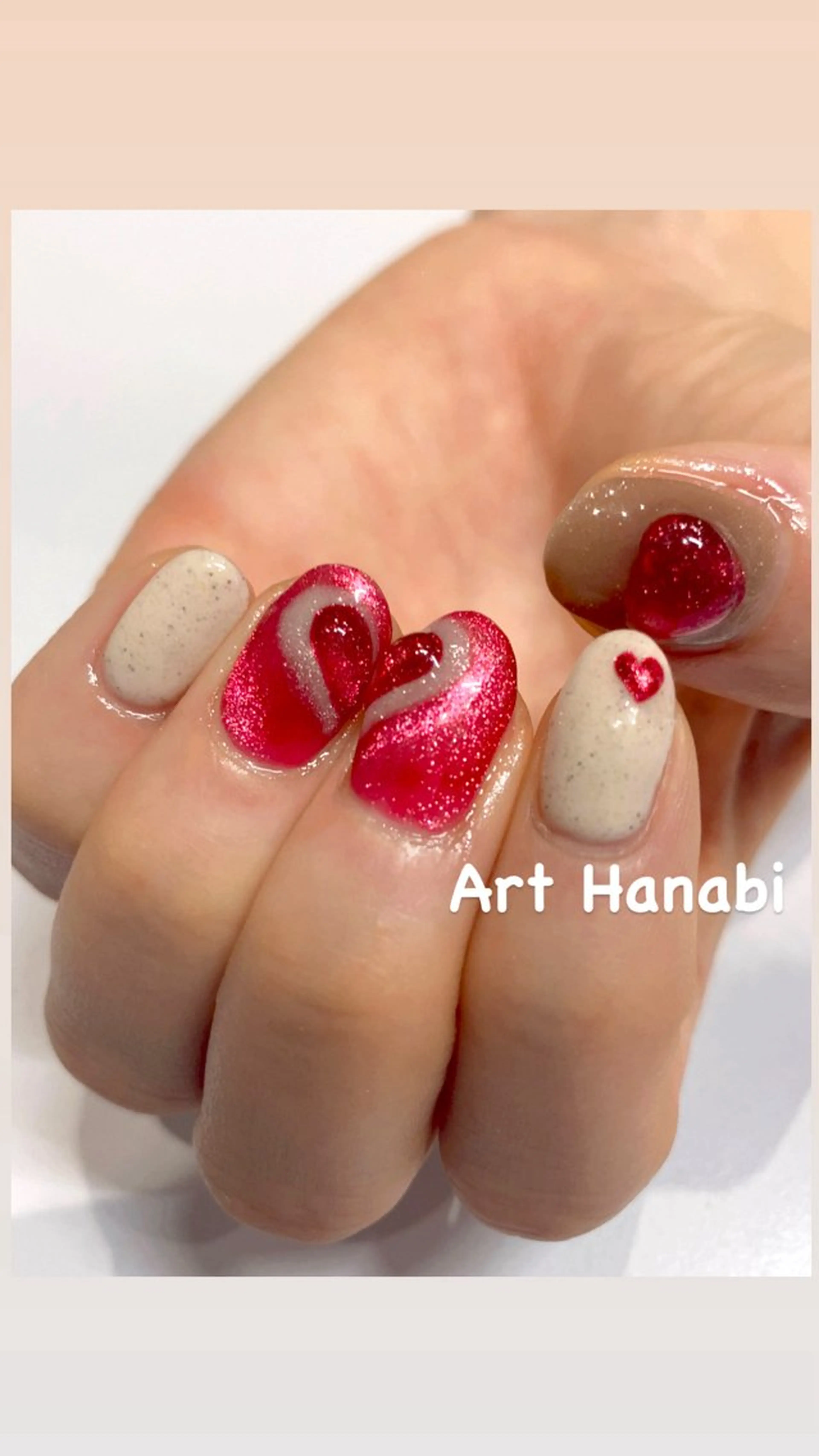 ネイル ハート マグネットネイル ぷっくりネイル ハンドネイル ハンドケア Art Hanabi所属・Art Hanabi ミリのネイルデザイン