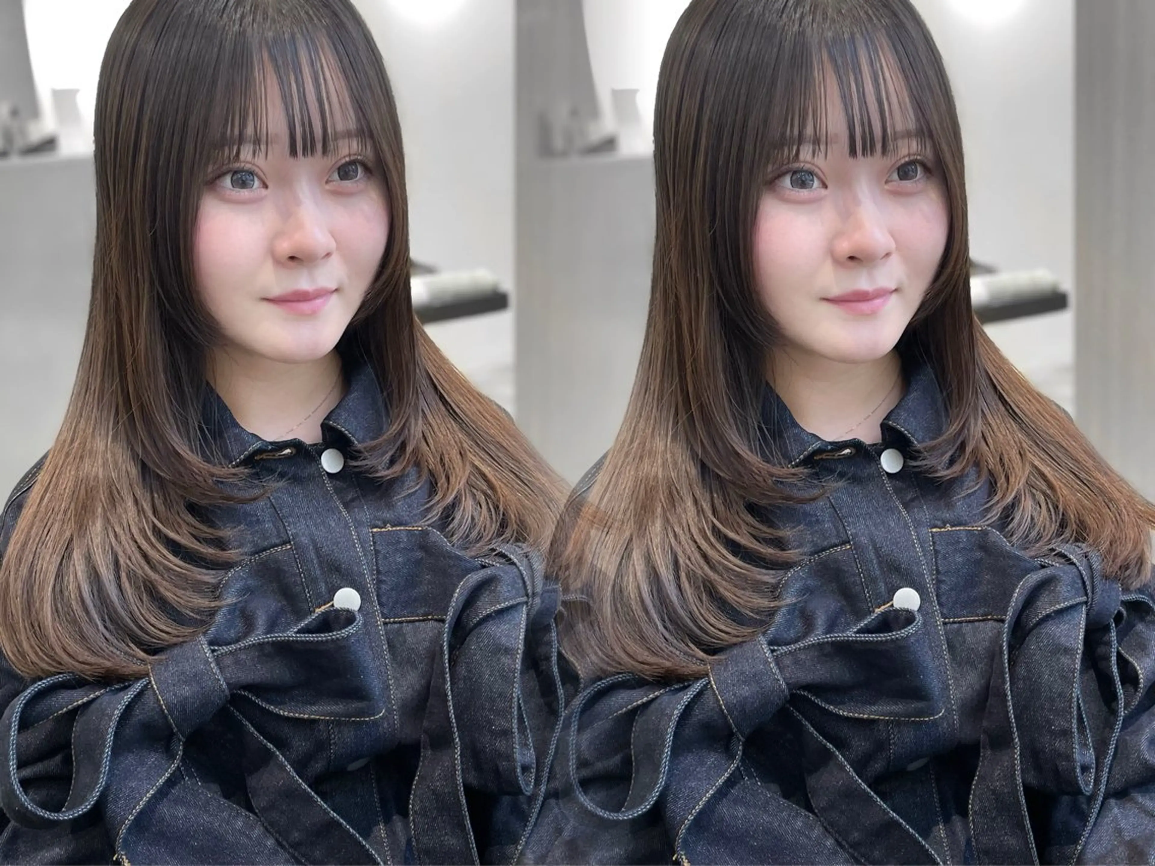 ミディアム カット ヘアカラー トリートメント 韓国♡髪質改善♡新宿 駅近🍑erinaのヘアスタイル