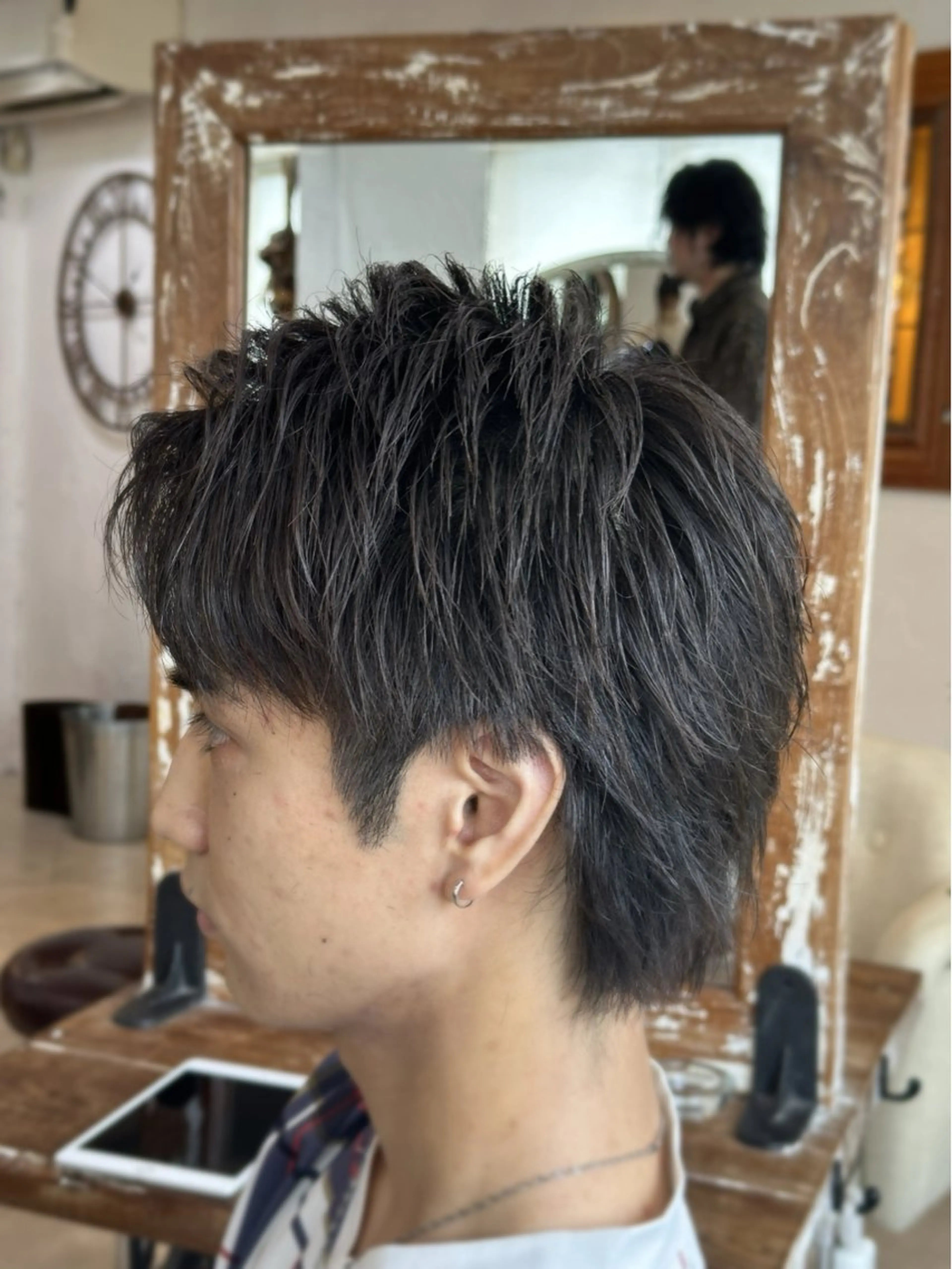 ショート メンズ アップバング メンズウルフカット ウルフカット カット スパイキー/ ピンパーマ/緑川雄也のヘアスタイル