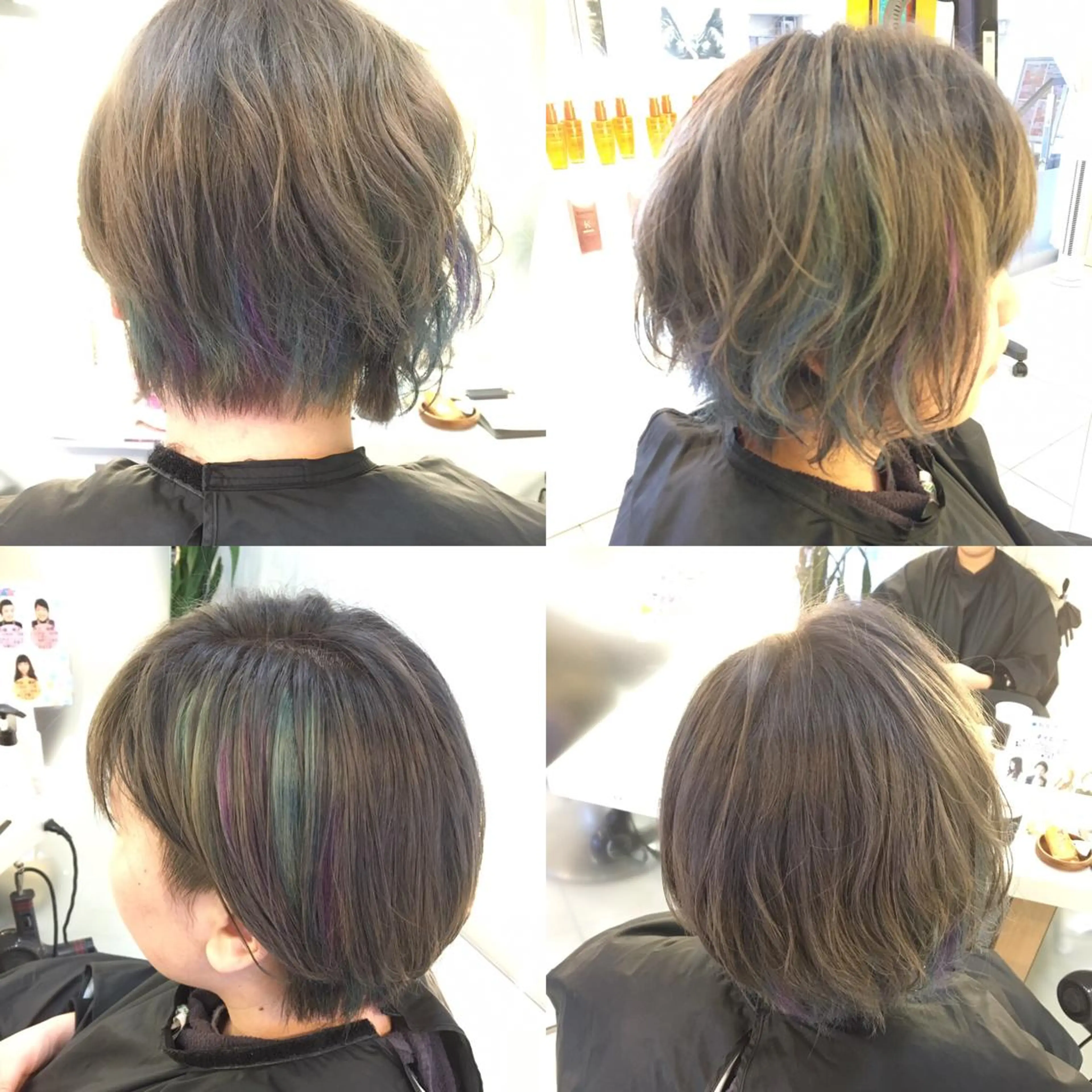 ショート カラー ブルーカラー グレージュ パープルカラー 広がり毛特化 頭身浴/ 中田のヘアスタイル