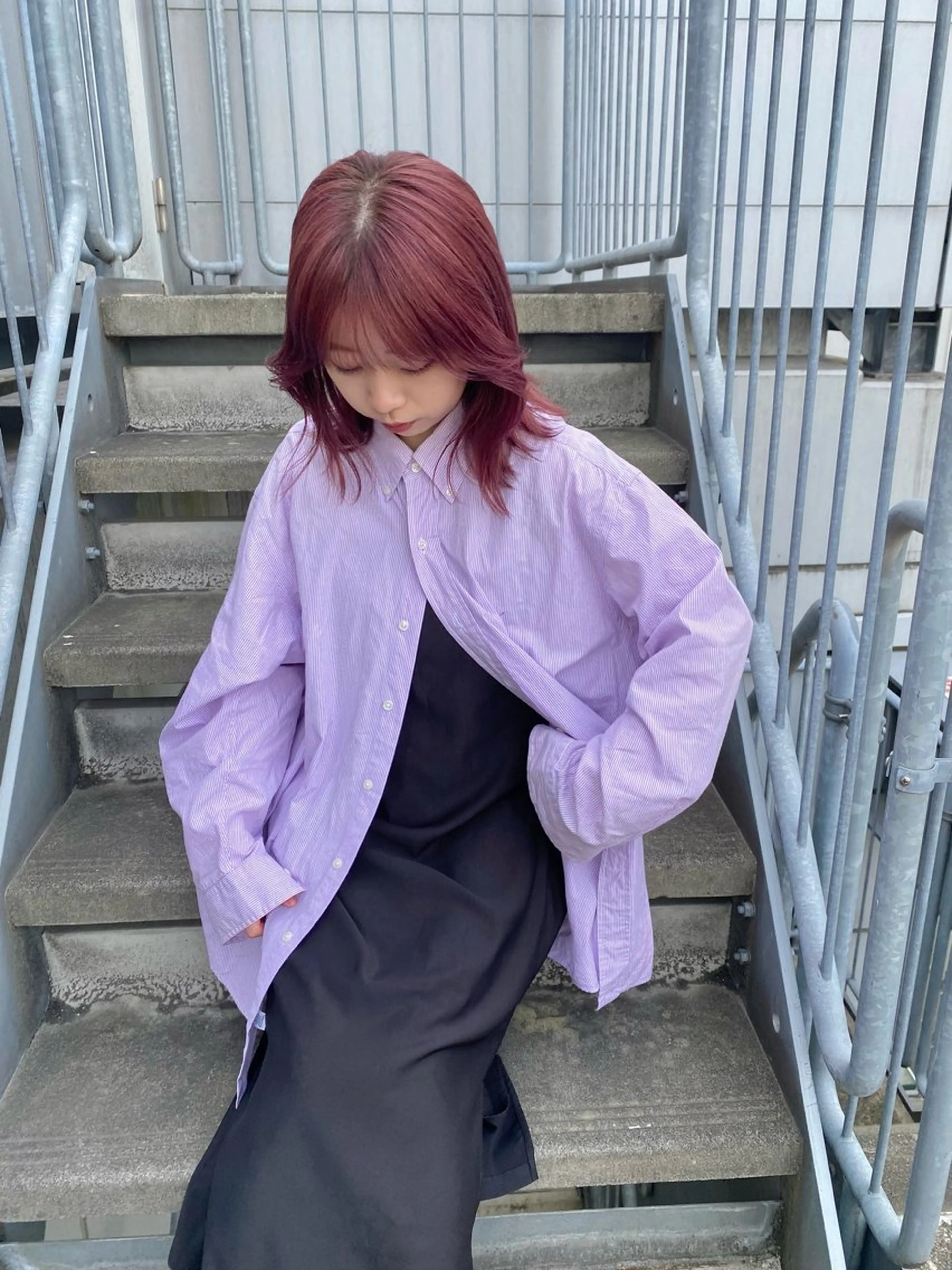ミディアム カラー ベージュカラー ピンクカラー ピンクベージュ ヘアカラー トリートメント くさかみさき🌼暖色 /韓国風/オタク🌼のヘアスタイル