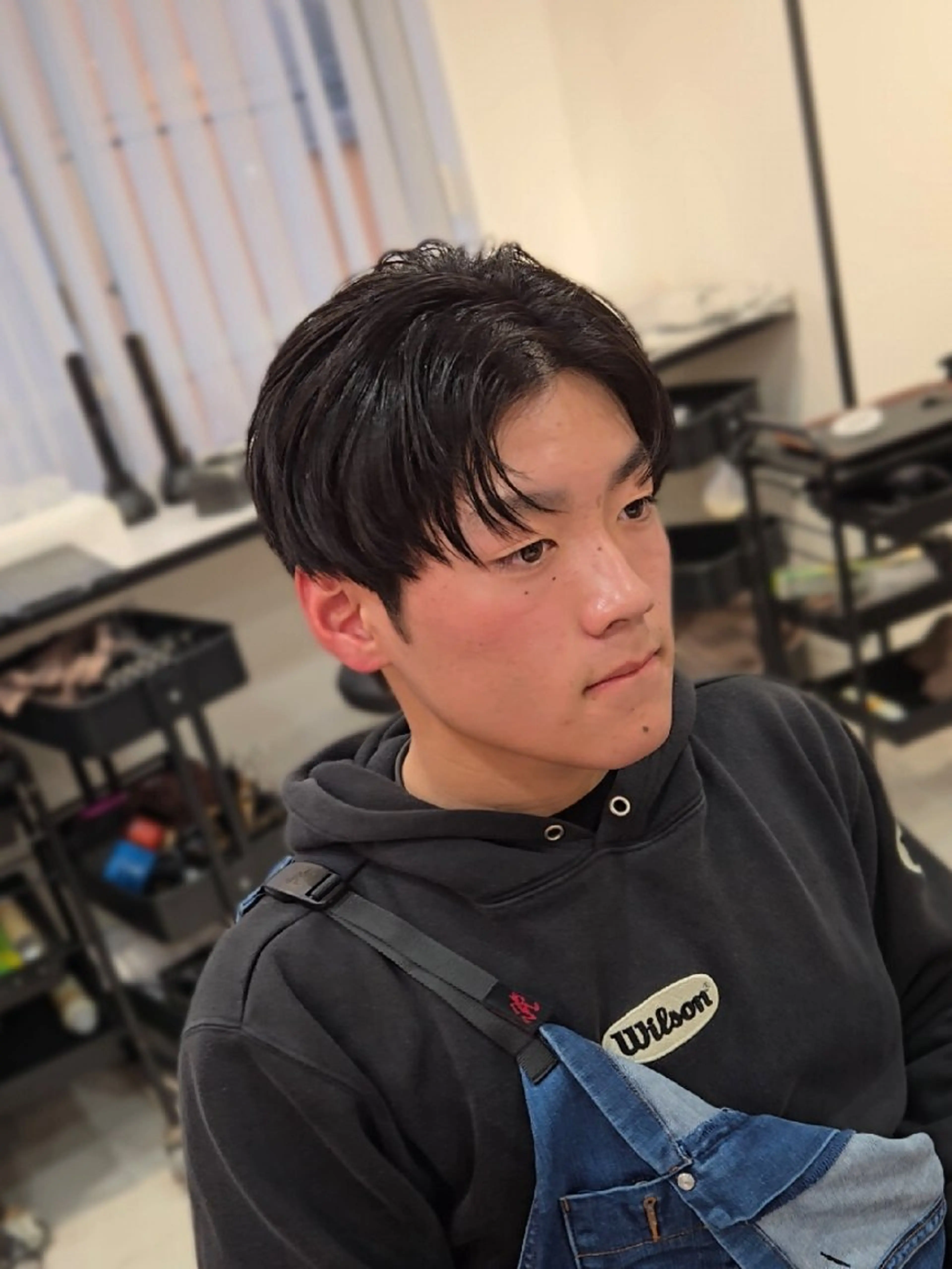 メンズ ミディアム パーマ センターパート カット 縮毛矯正 ヘアセット Lapis 名古屋駅前店所属・LEN名古屋/パーマ メンズ特化美容師のヘアスタイル