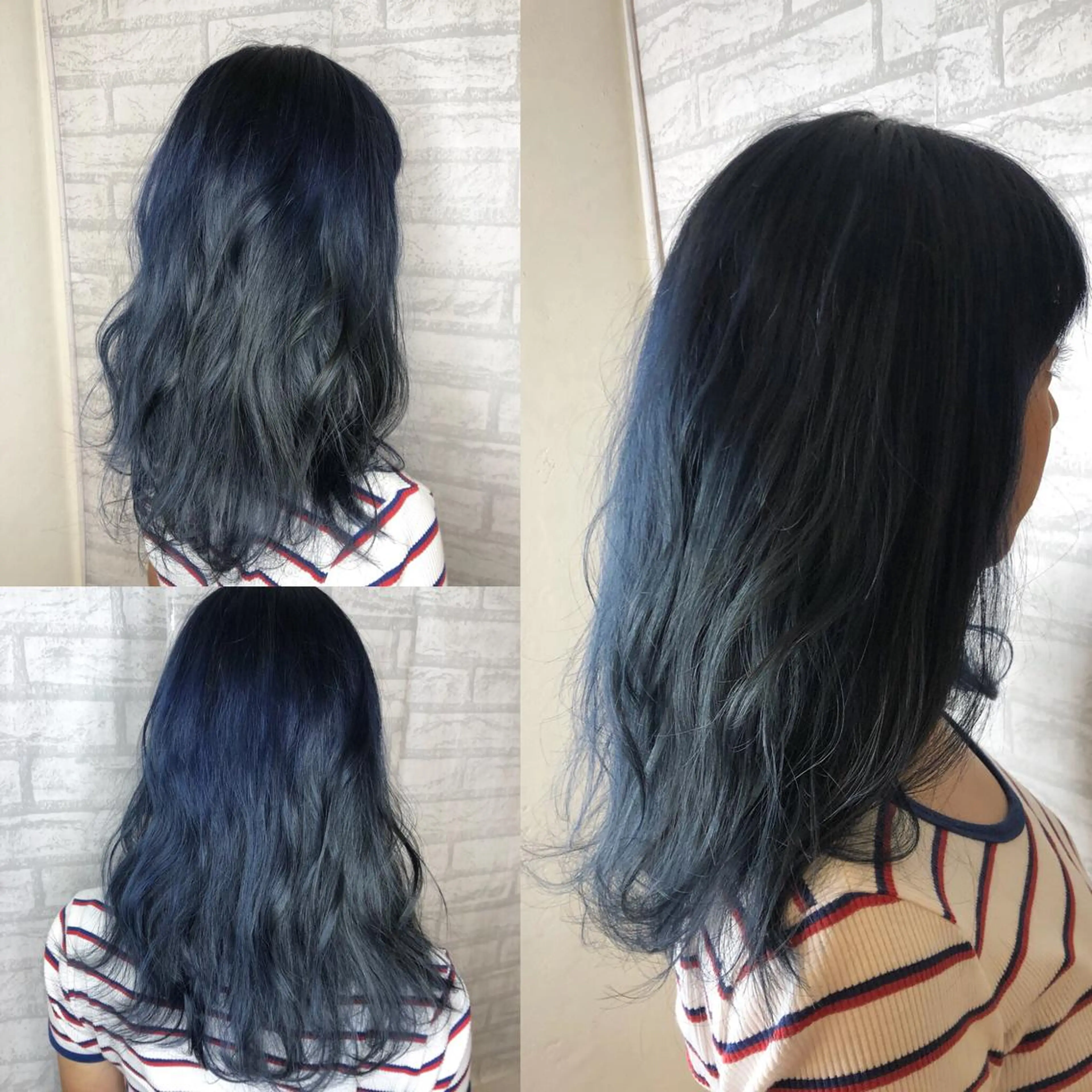 ミディアム カラー ブリーチ ブルーカラー ネイビーカラー ヘアカラー JIL BLAN 京都のヘアスタイル