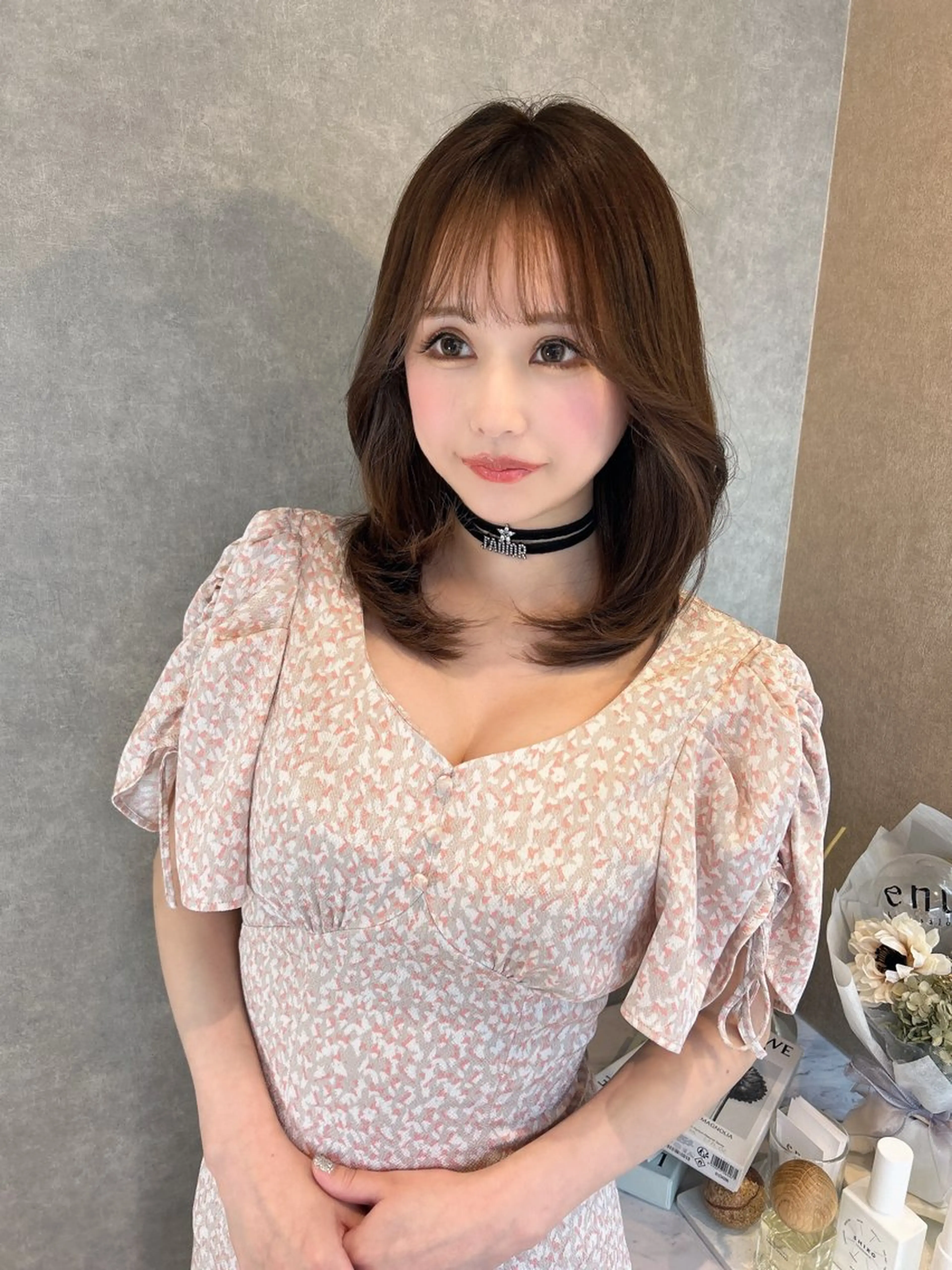 ミディアム enu所属・enu梅田 韓国ヘア ゆりのヘアスタイル