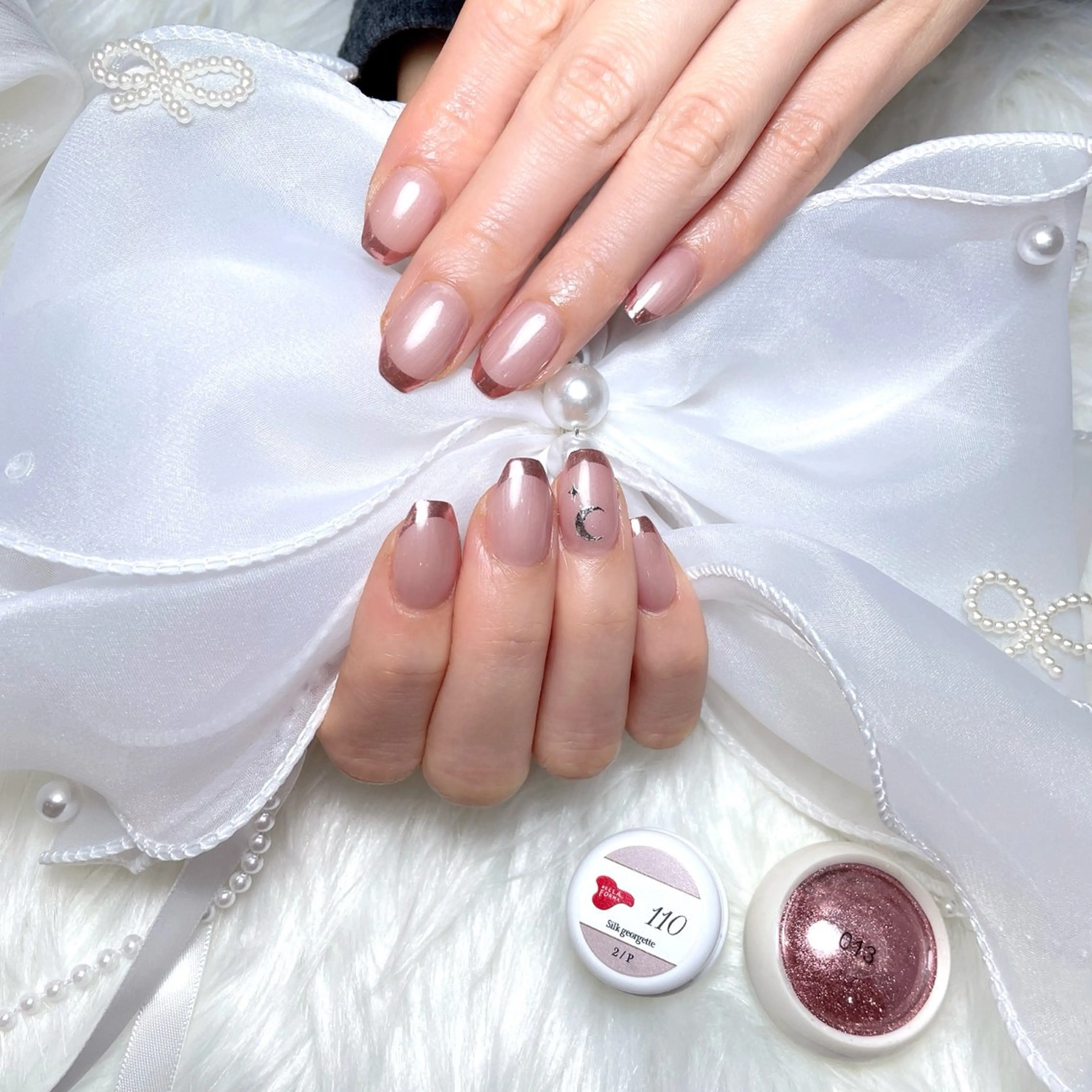 ネイル フレンチネイル ミラーネイル ピンク M2 beauty Hoshinaのネイルデザイン