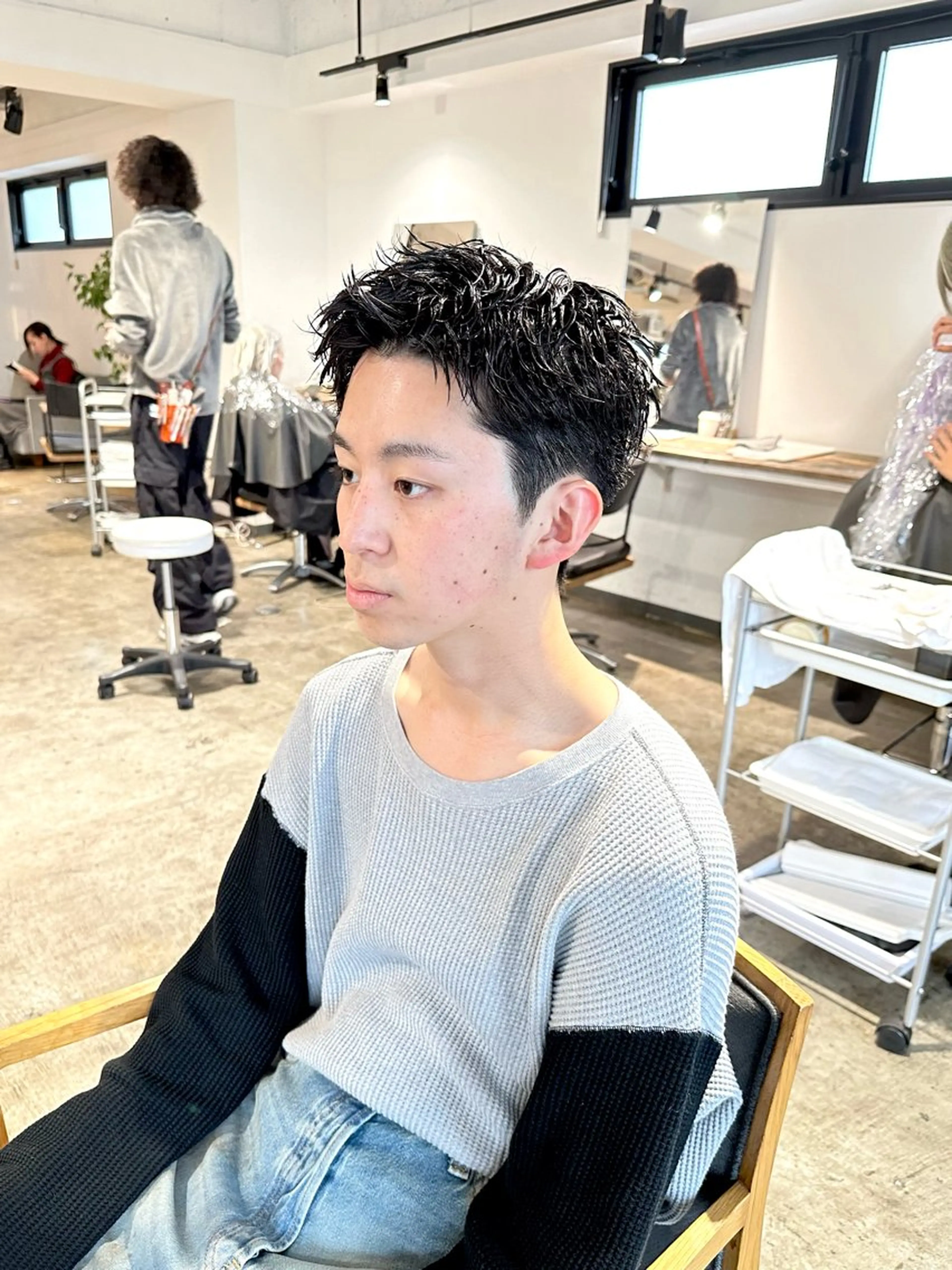 メンズ フェードカット メンズパーマ スパイキーショート カット パーマ トリートメント 骨格補正施術/メンズ 専門美容師/YUYAのヘアスタイル