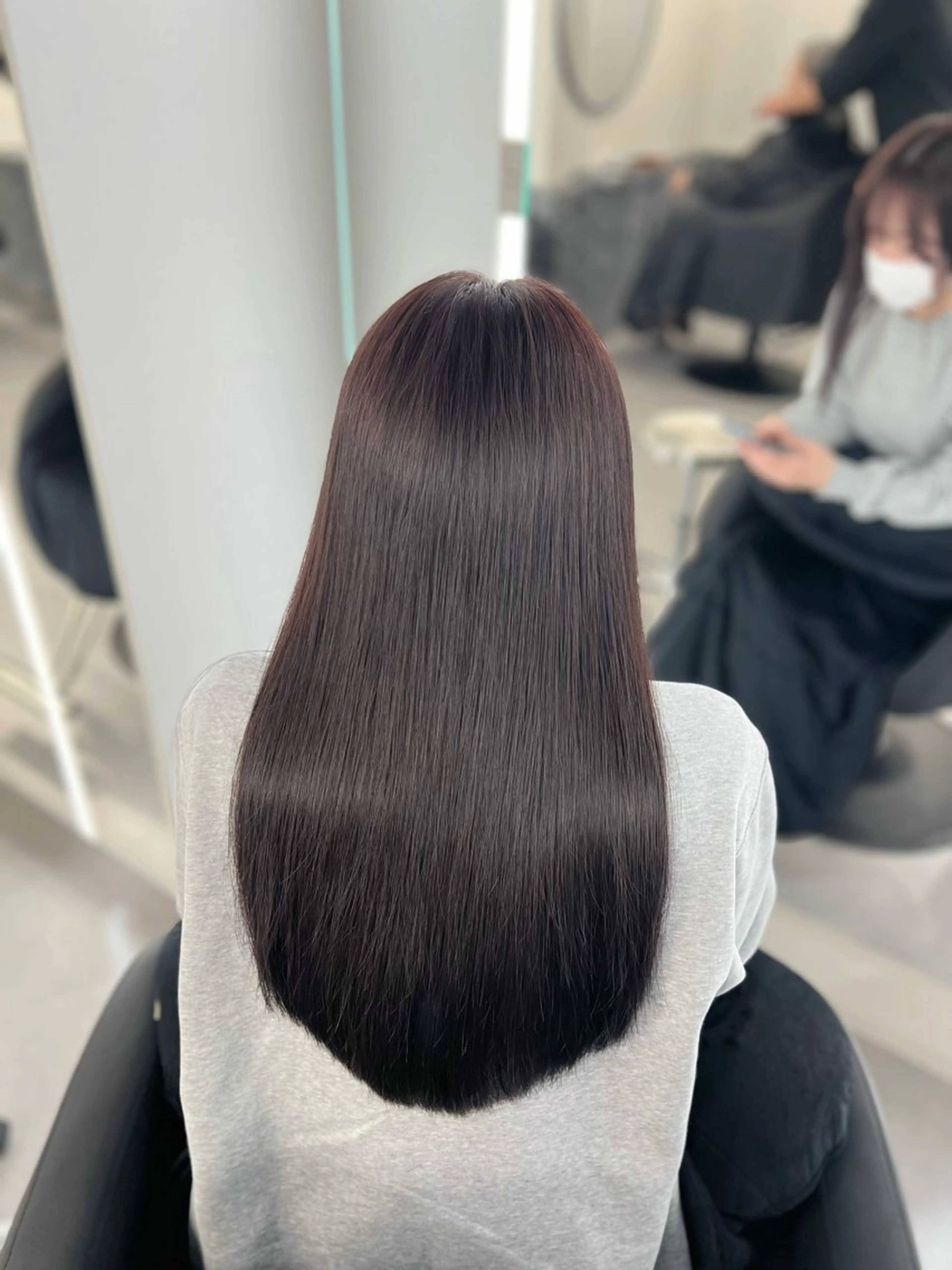 ロング カラー eco/堀江/ 艶カラー/縮毛矯正のヘアスタイル