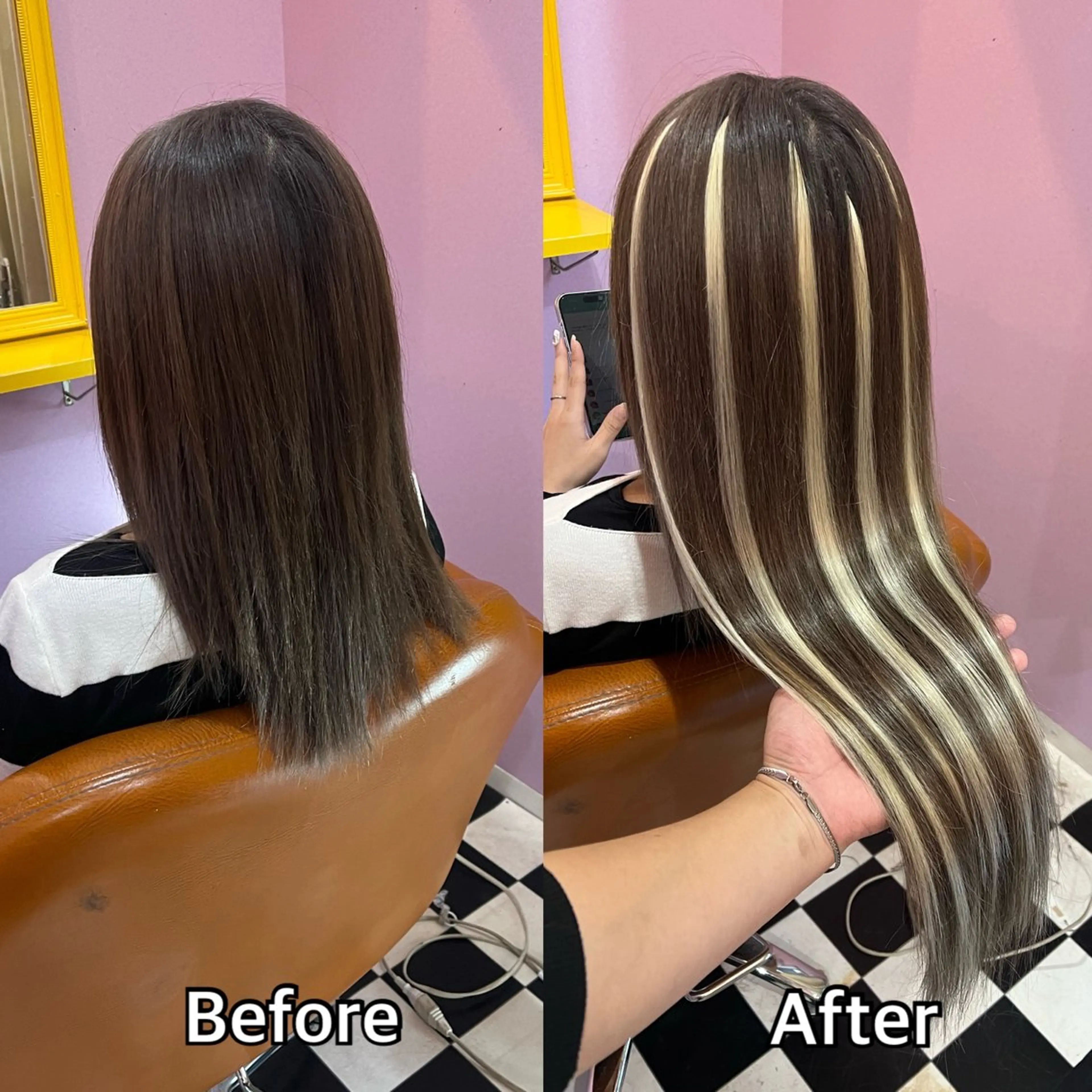 ロング エクステ シール+ちび編み込み エクステ梅田🐨のヘアスタイル