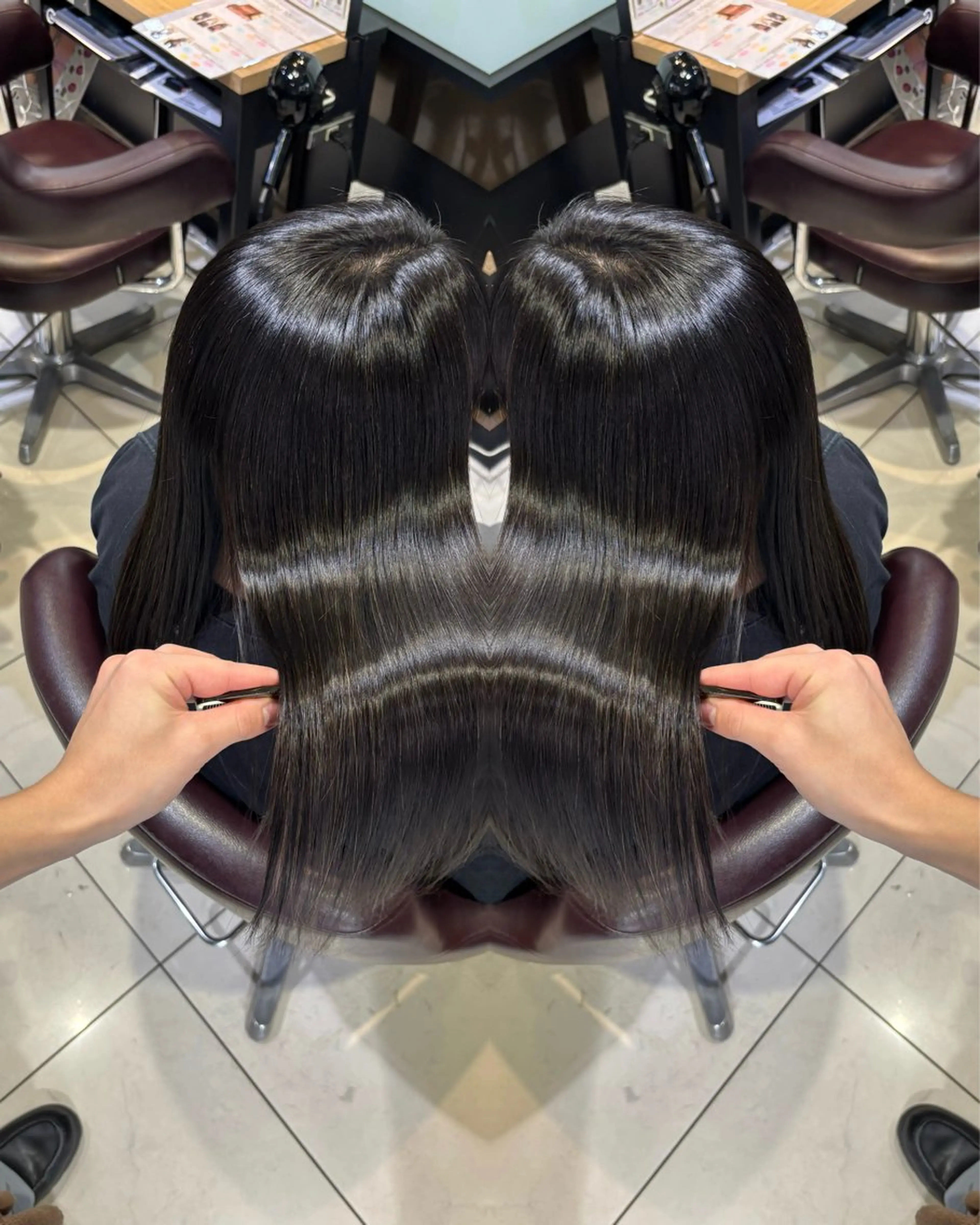 ロング カラー 縮毛矯正 トリートメント 🦋レイヤー✖︎ 髪質改善🦋リョウヤのヘアスタイル