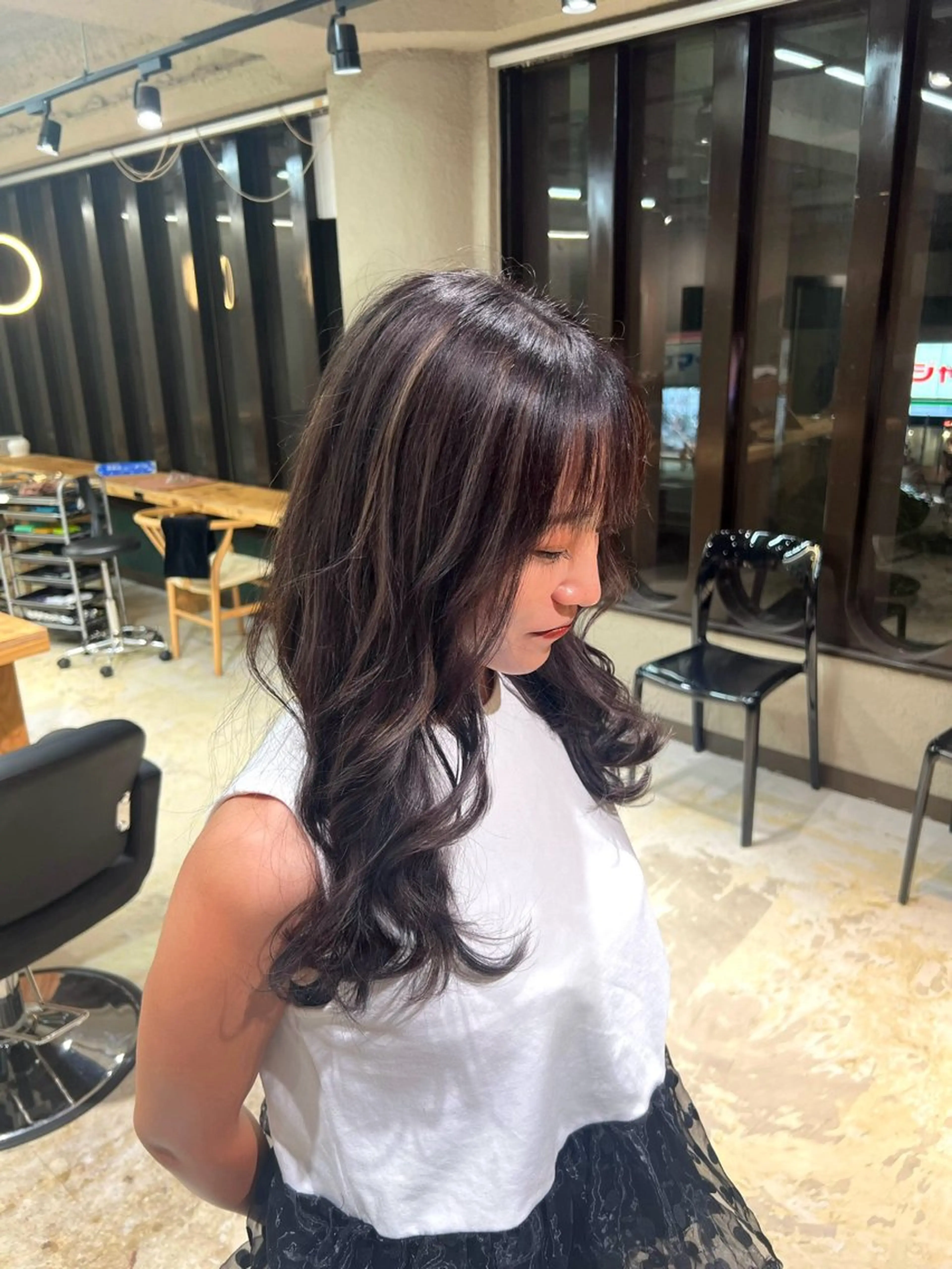 セミロング カラー 💖難波レイヤー カット💖ツバサのヘアスタイル