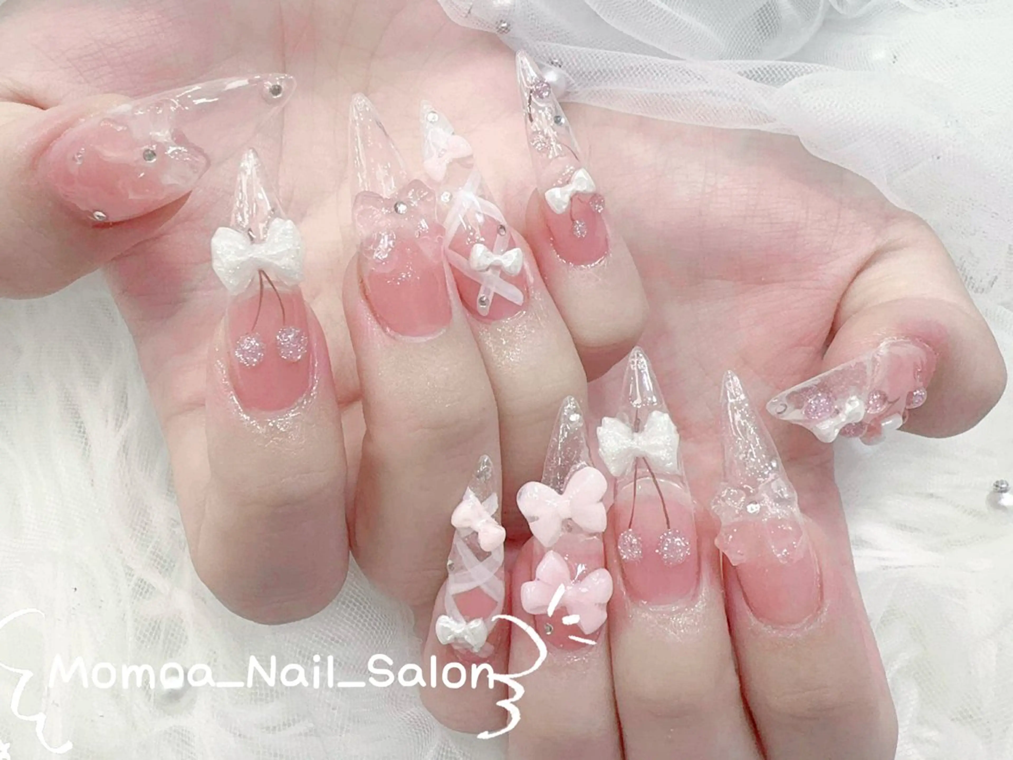 ネイル 成人式 ロングネイル マグネットネイル 大理石ネイル(マーブル) 持ち込み ハンドネイル Momoa nail salon所属・MoMoA Nail ネイル長さ出し専門店のネイルデザイン
